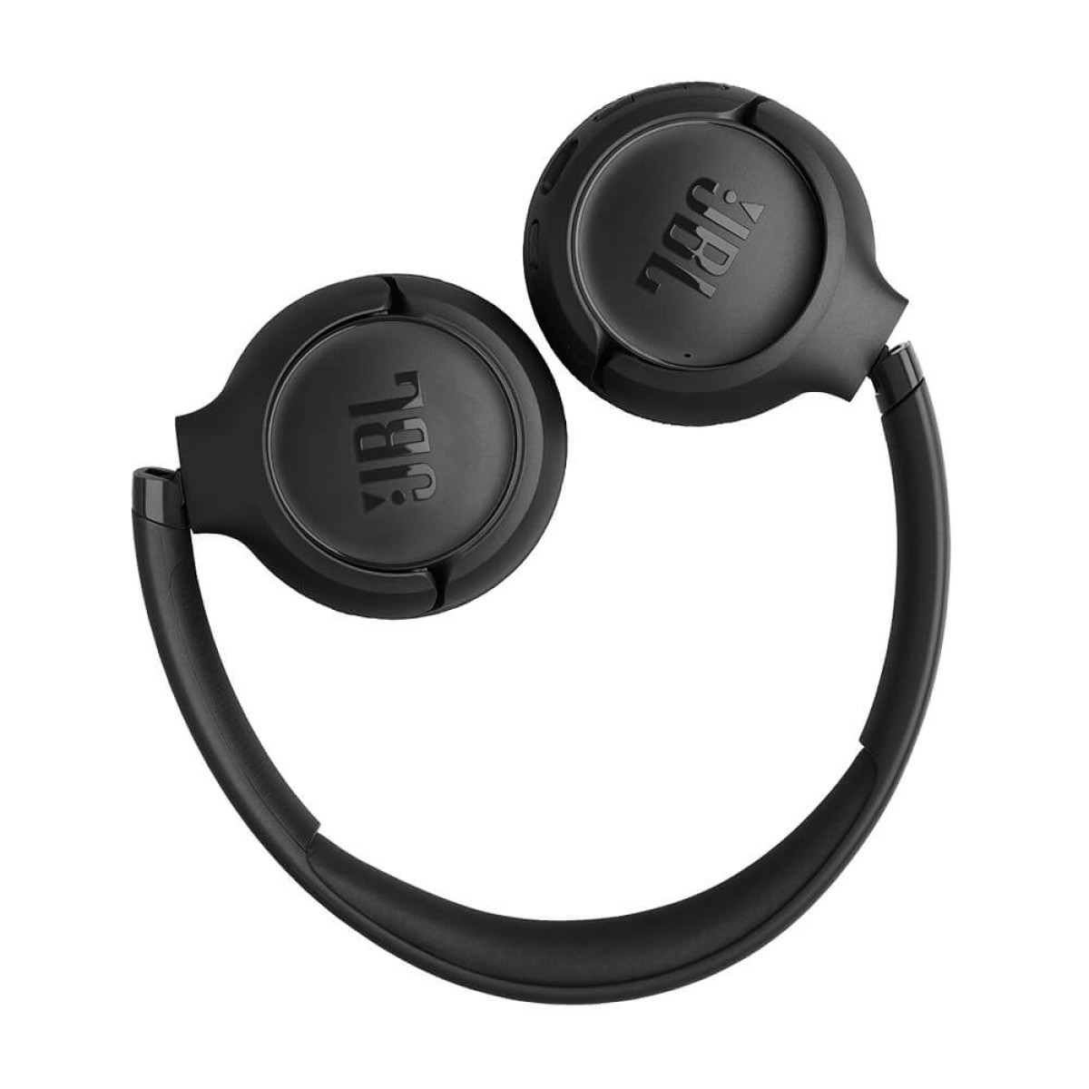 Black wireless on-ear headphones with JBL Pure Bass Sound, Bluetooth 6.0, dual microphones, long battery life, and foldable design.