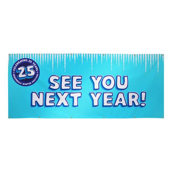 Durable outdoor banner with 18 oz. opaque scrim vinyl, multiple finishing options, and long-term outdoor performance.
