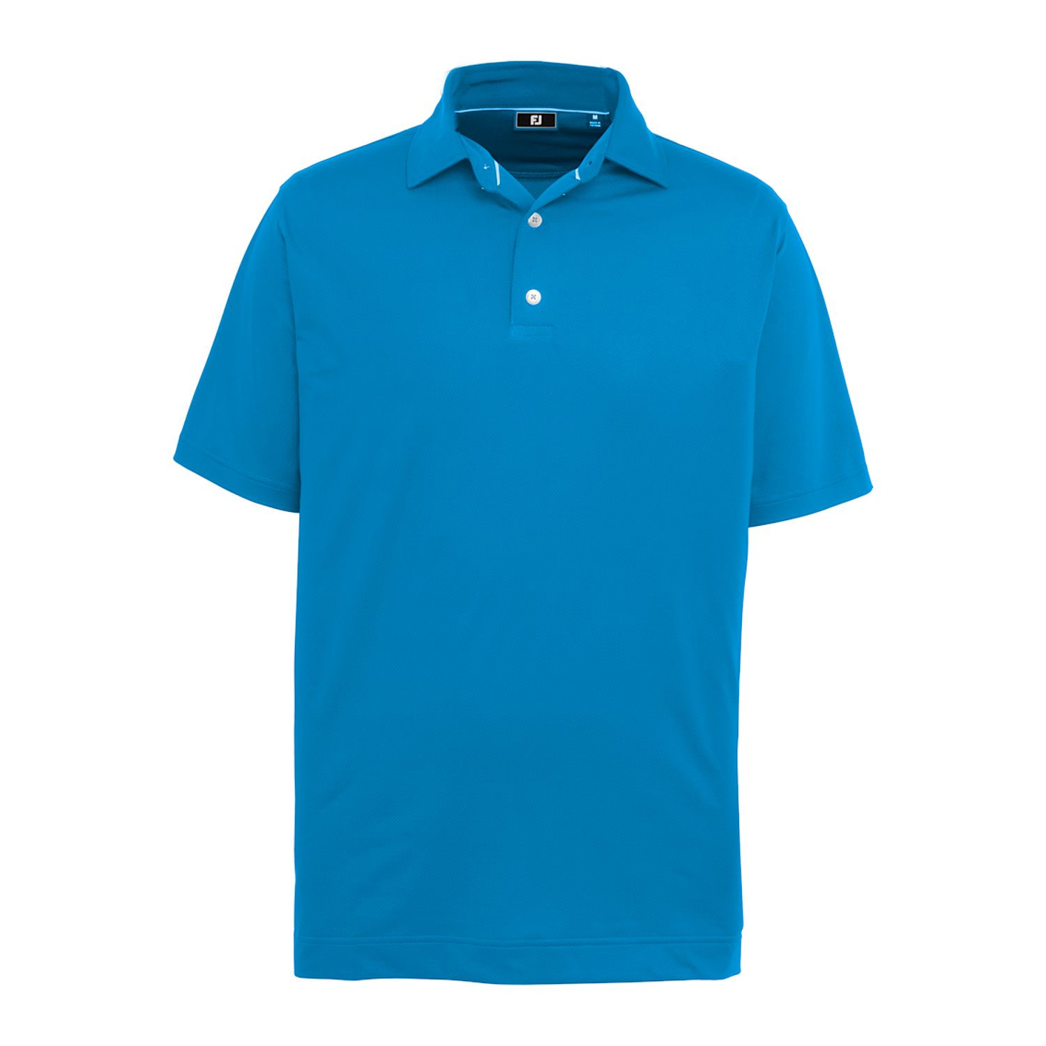New Royal FootJoy Men’s Tonal Dot Performance Golf Polo made from lightweight polyester-spandex fabric with moisture-wicking technology, anti-microbial finish, four-way stretch, and tonal dot pattern for golf and active wear.