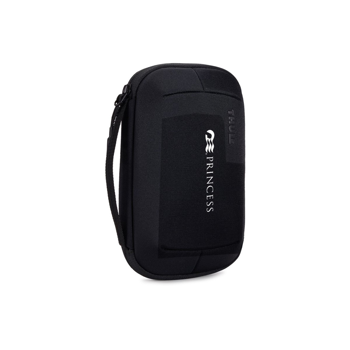 Black Thule Power Traveler Set featuring a black travel organizer case with a 3-in-1 magnetic folding wireless charger and 10K power bank with integrated cable, designed for portable device charging while traveling.
