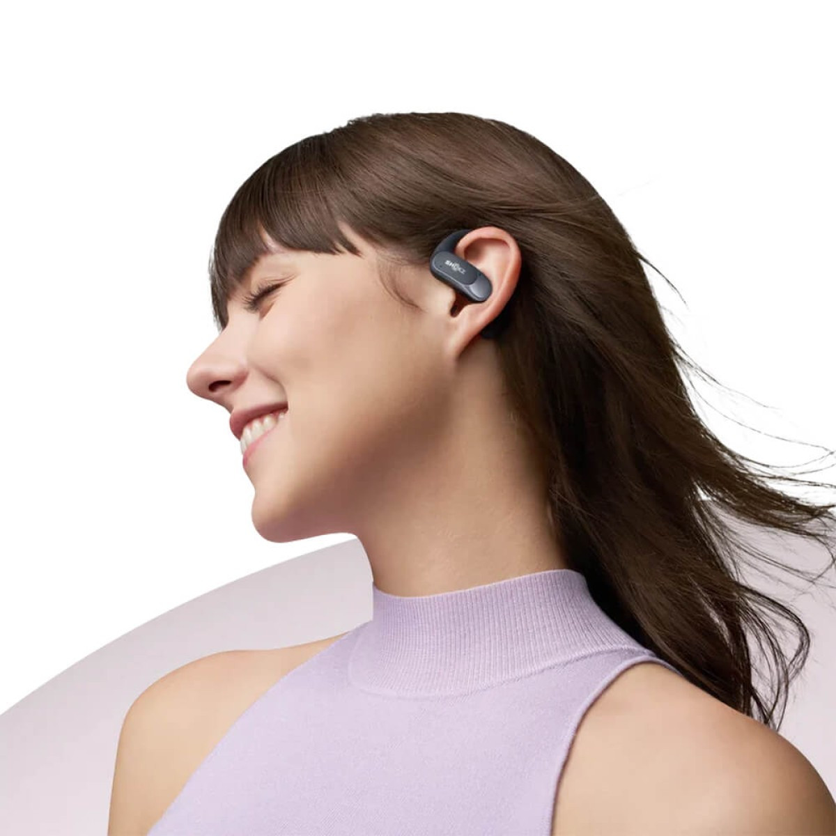 Black open-ear true wireless earbuds with ergonomic ear hooks, secure wobble-free fit, MultiPoint pairing, and extended battery life.