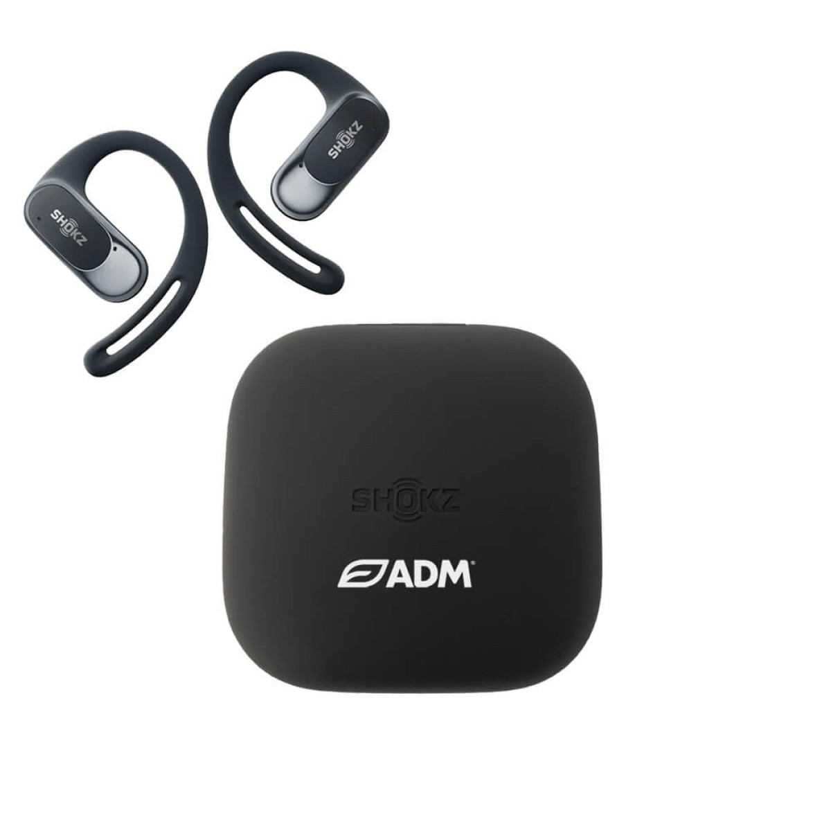 Black open-ear true wireless earbuds with ergonomic ear hooks, secure wobble-free fit, MultiPoint pairing, and extended battery life.