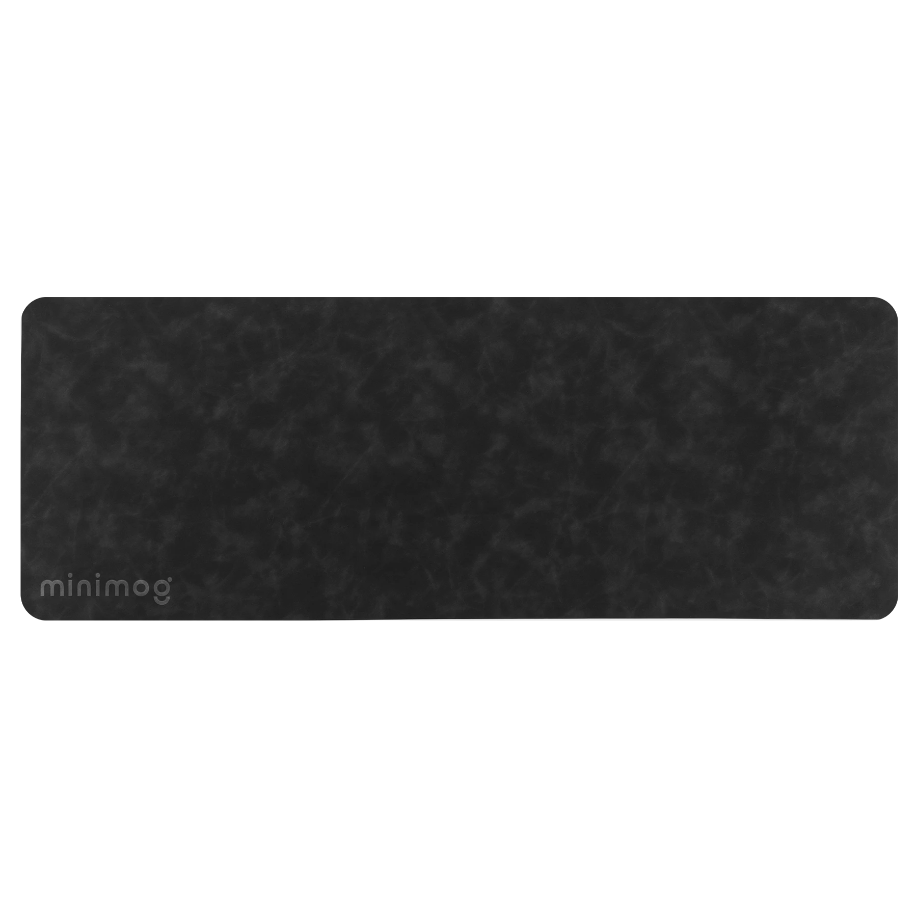 Black Desk Mat Pro Desk Mat in a sleek black PU material with a smooth soft-touch surface, shown as a wide rectangular desk mat designed to cover and protect a desktop workspace.