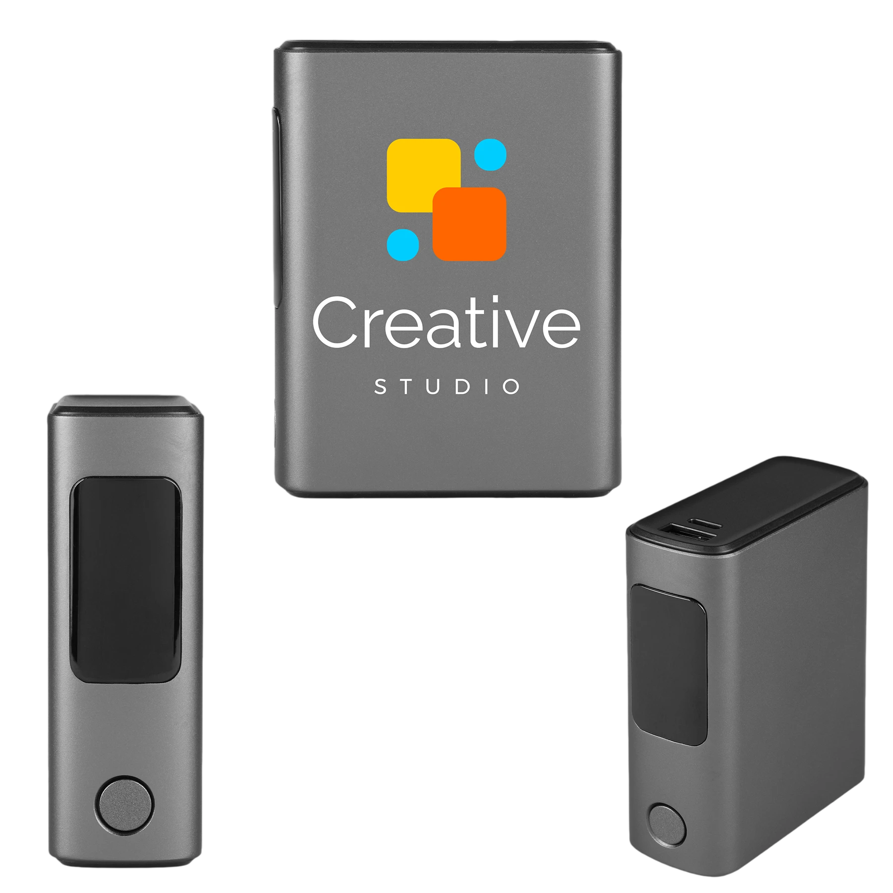 Black Big Daddy Laptop Power Bank in a compact black recycled-material shell, featuring a 10,000mAh battery and 45W charging output for laptops, smartphones, tablets, and other compatible devices.