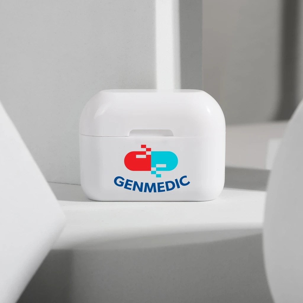 White and black loop-style silicone earplugs with a recycled plastic storage case and replacement ear tips for comfortable travel, studying, relaxation, and sleep.