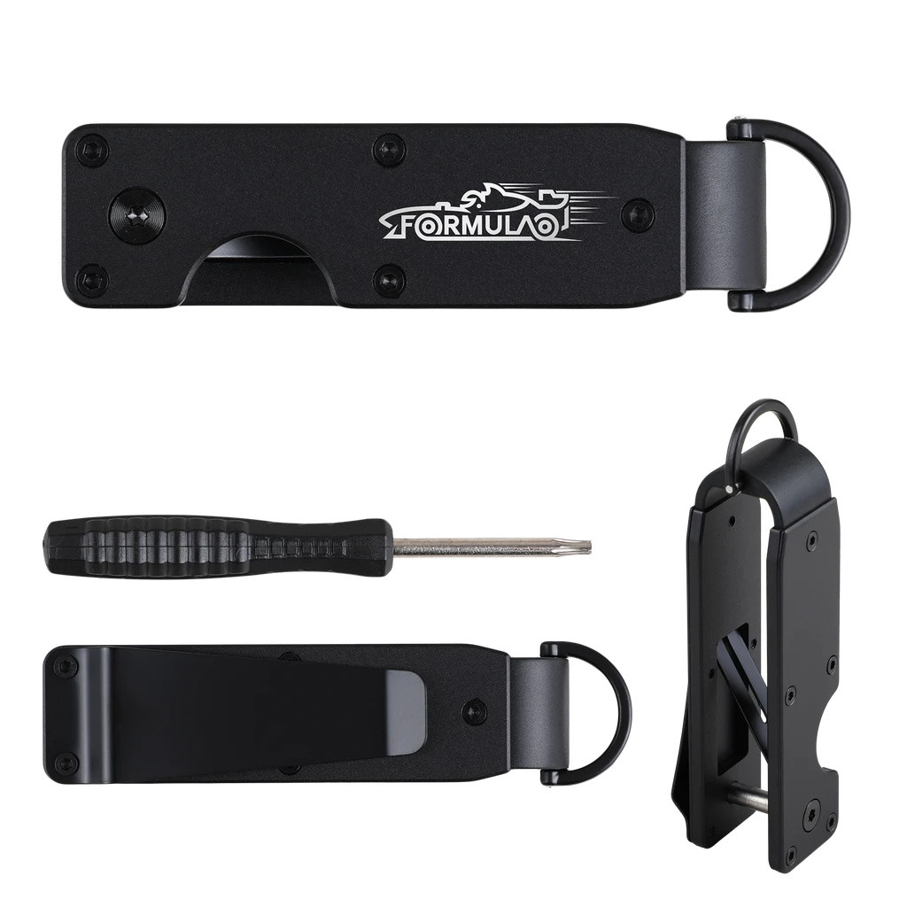 Black aluminum key organizer designed to hold 2-6 keys in a compact configuration, featuring a sleek minimalist design for reducing key bulk and noise.