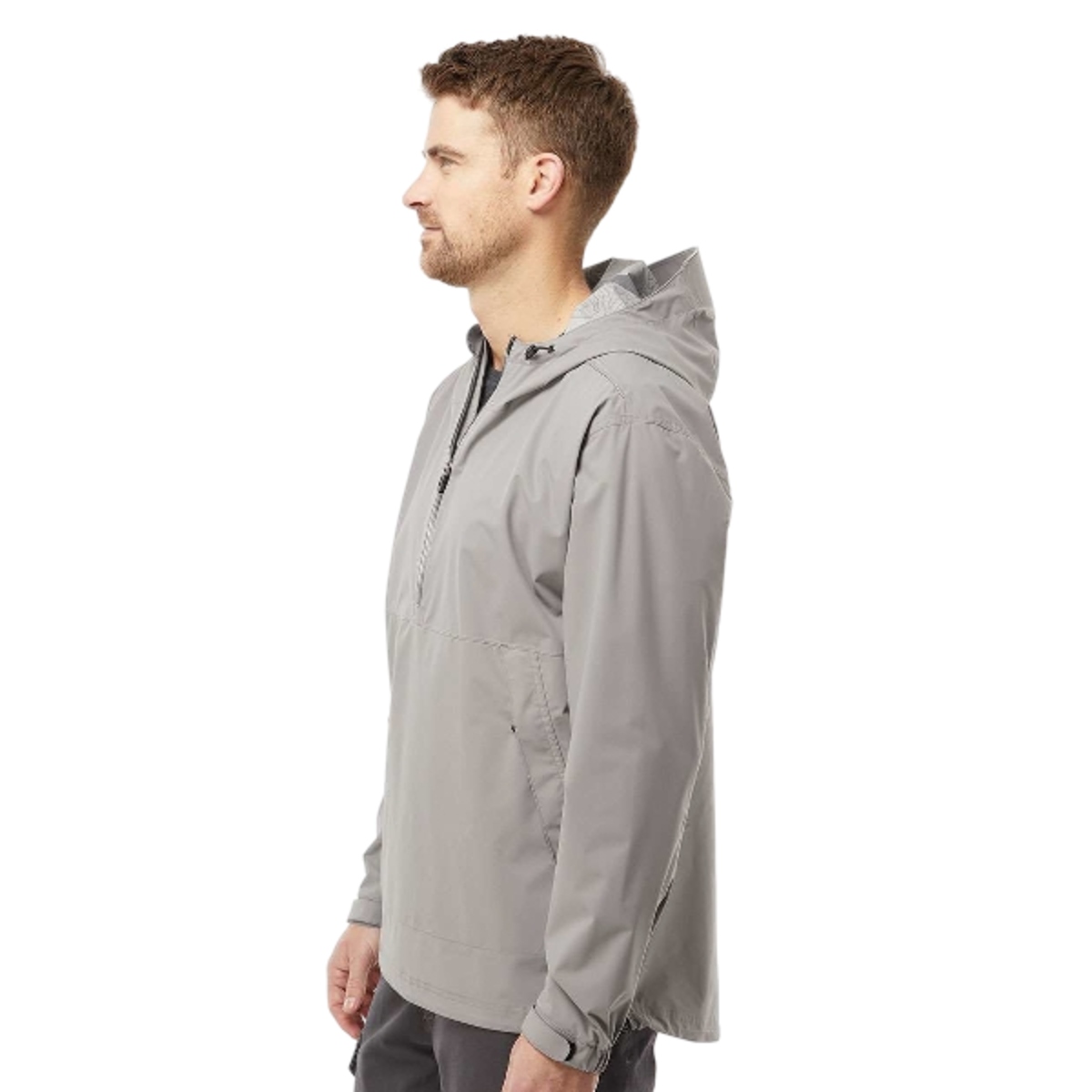 Waterproof 2.5-layer softshell jacket with seam-sealed construction, reflective piping, full-coverage hood, adjustable cuffs, and multiple zippered pockets.