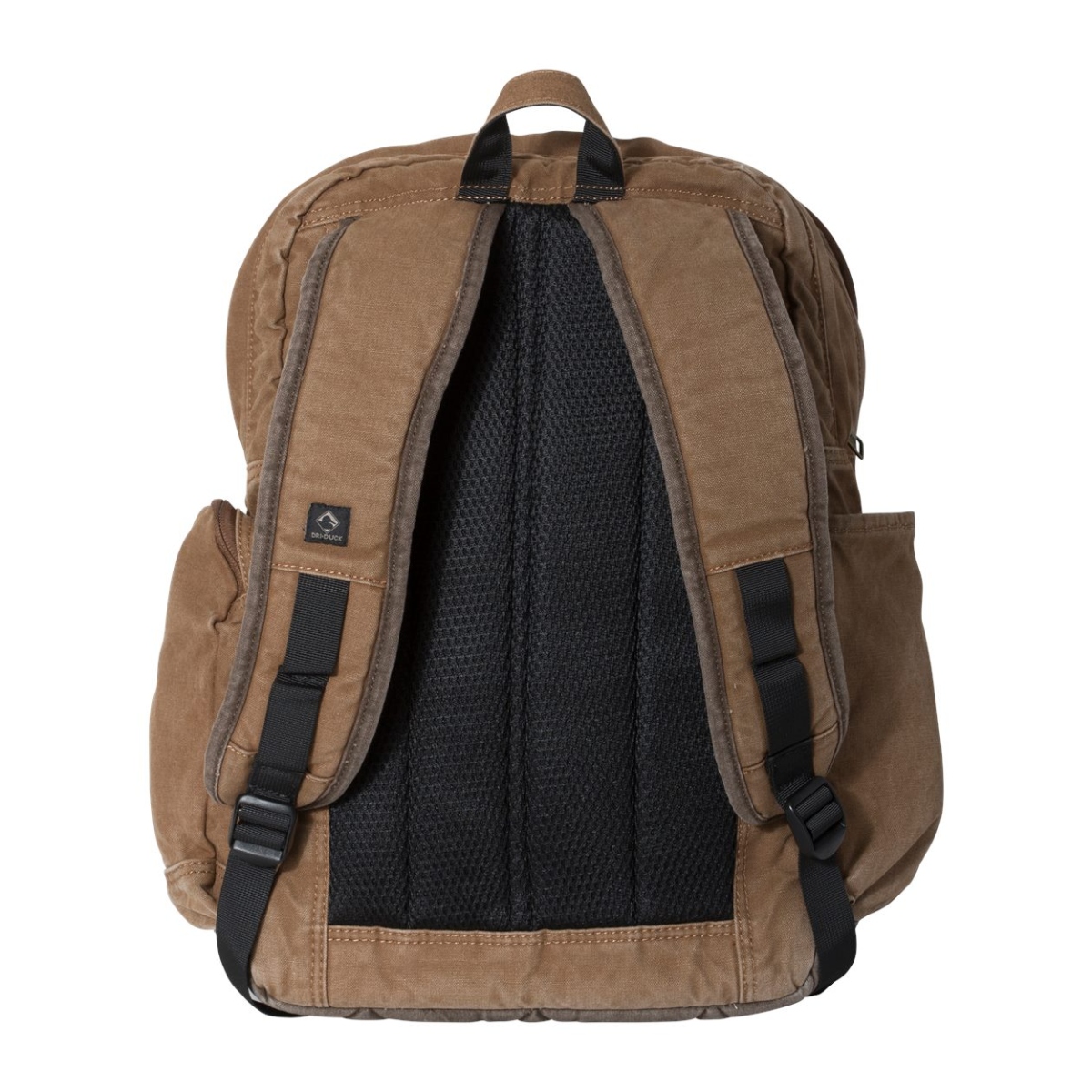 32L canvas backpack with a padded 16-inch laptop compartment, multiple organizational pockets, water bottle pocket, padded straps, and quilted bottom.