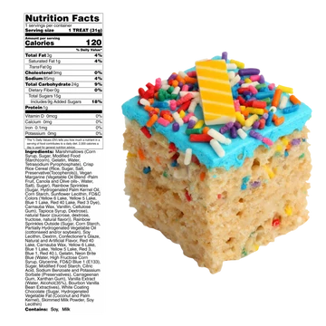 Birthday Cake Handmade 12 Crispy Rice Treats & 8 Hand-Dipped Shapes Deluxe Box featuring assorted golden Rice Krispie treats and hand-dipped shapes, including stars, decorated donuts, and novelty figures, arranged in a gift-ready box for festive celebrations and corporate gifting.