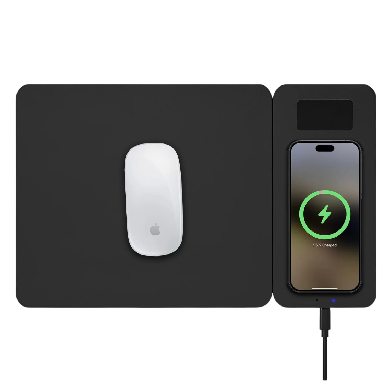 Apollo + Mach 6 Power Set featuring a sleek aluminum 5,000 mAh wireless power bank with digital capacity display and a durable zinc-alloy, nylon-braided multi-connector charging cable, designed for portable device charging and connectivity.