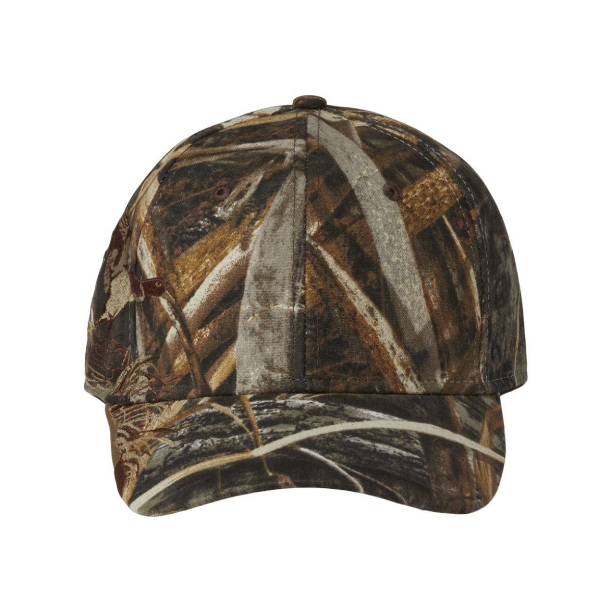 Brushed chino twill cap with a structured six-panel, low-profile design, curved bill, traditional fit, and adjustable hook-and-loop closure.