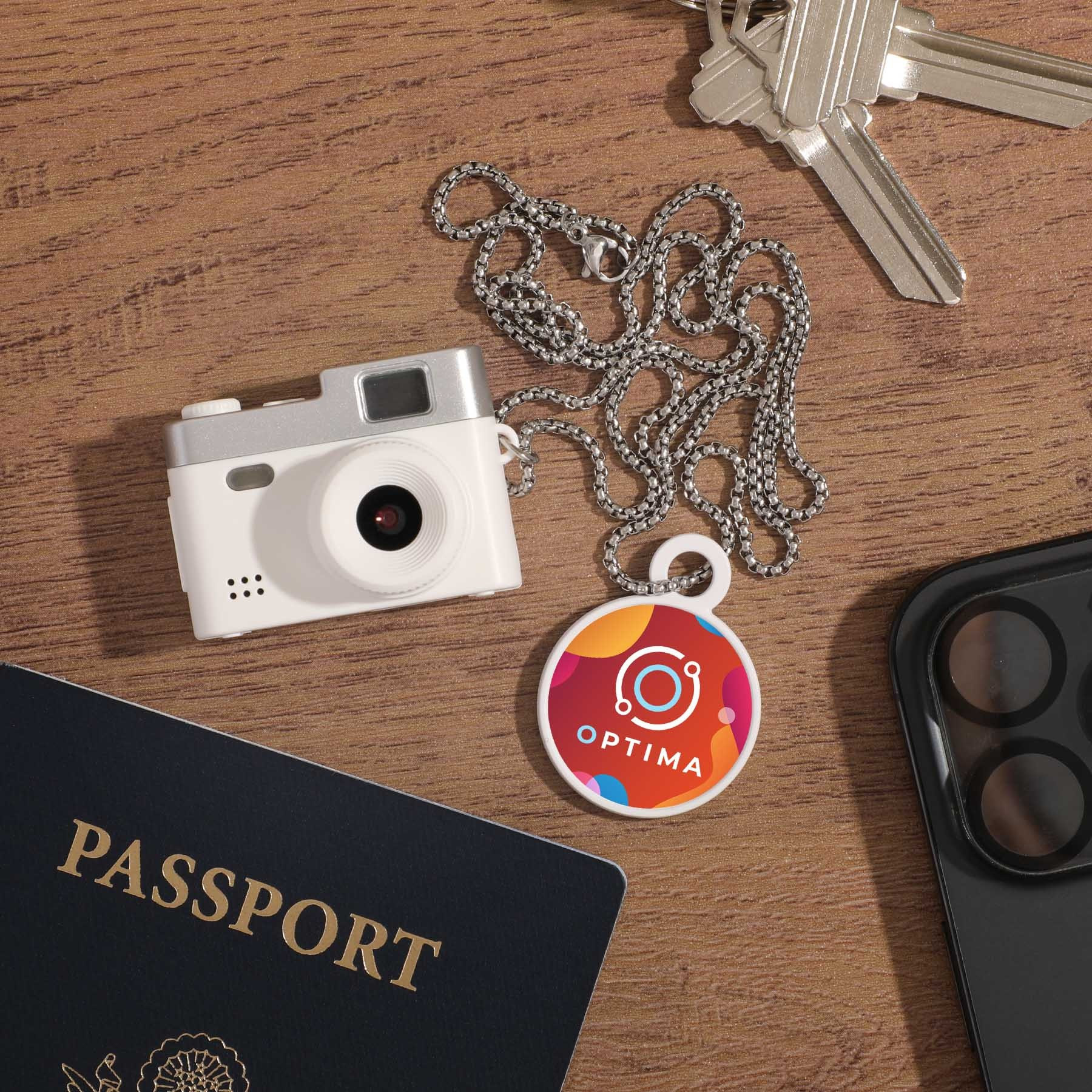 White Cutie Cam Mini Camera, compact portable camera with a fun mini design, featuring a small display and simple controls for capturing photos and 1080p video.
