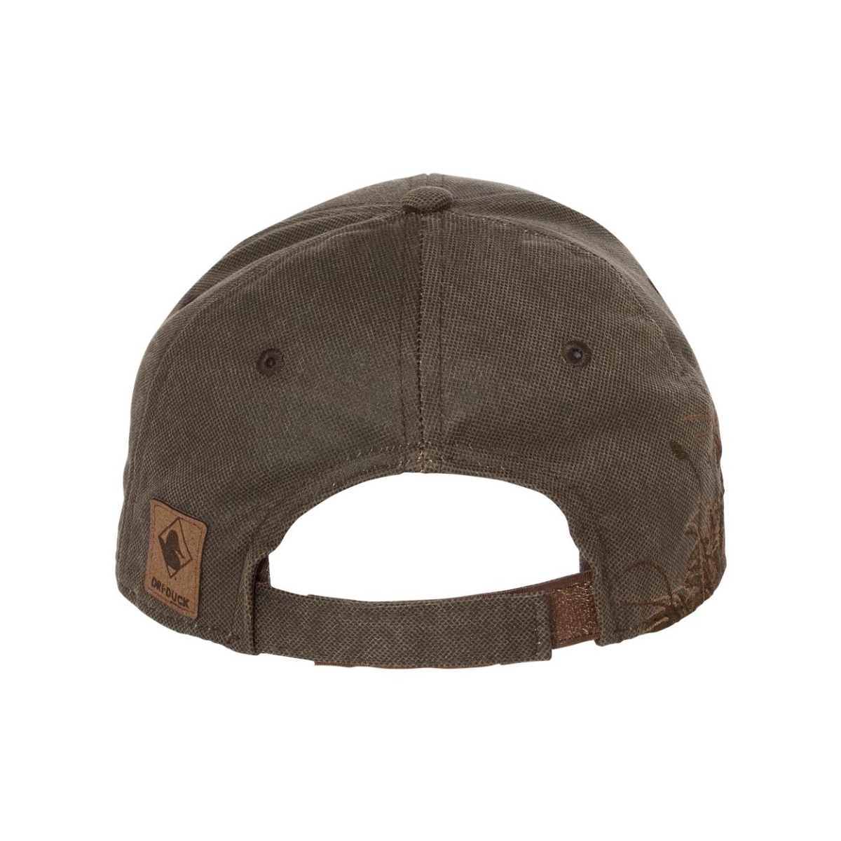 Structured six-panel cap with a low-profile design, curved bill, traditional fit, and adjustable hook-and-loop closure.