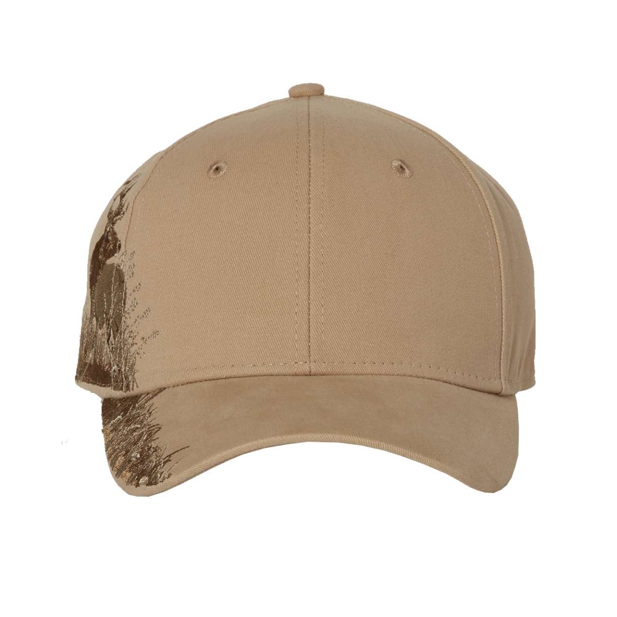 Brushed chino twill cap with a structured six-panel, low-profile design, curved bill, traditional fit, and adjustable hook-and-loop closure.