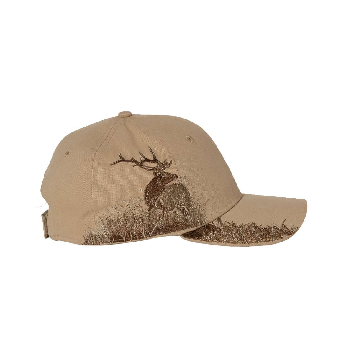 Brushed chino twill cap with a structured six-panel, low-profile design, curved bill, traditional fit, and adjustable hook-and-loop closure.
