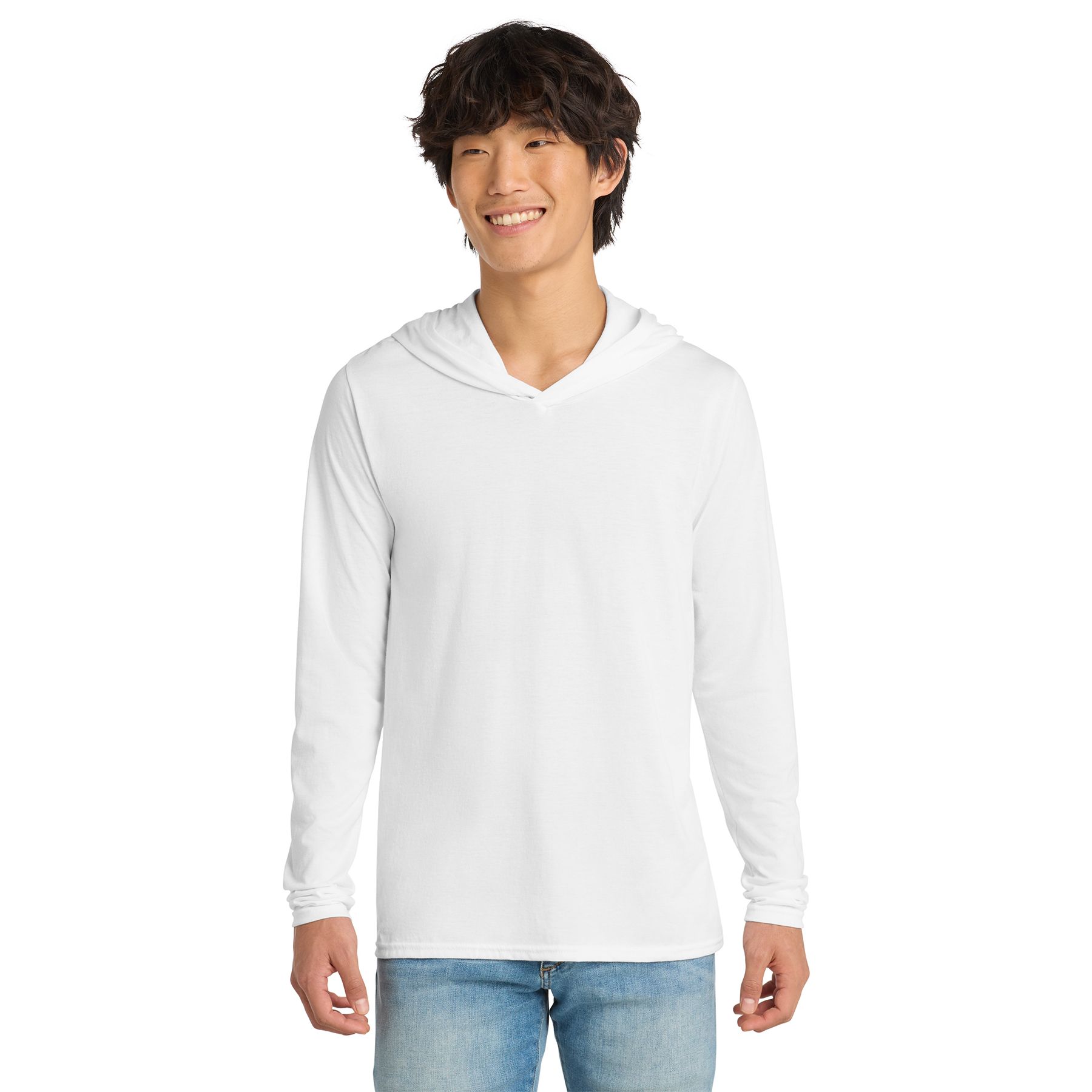 White Jerzees NuBlend® quarter-zip cadet collar sweatshirt featuring pill-resistant fleece, a covered zipper, rib knit cuffs and waistband, and a classic pullover design.