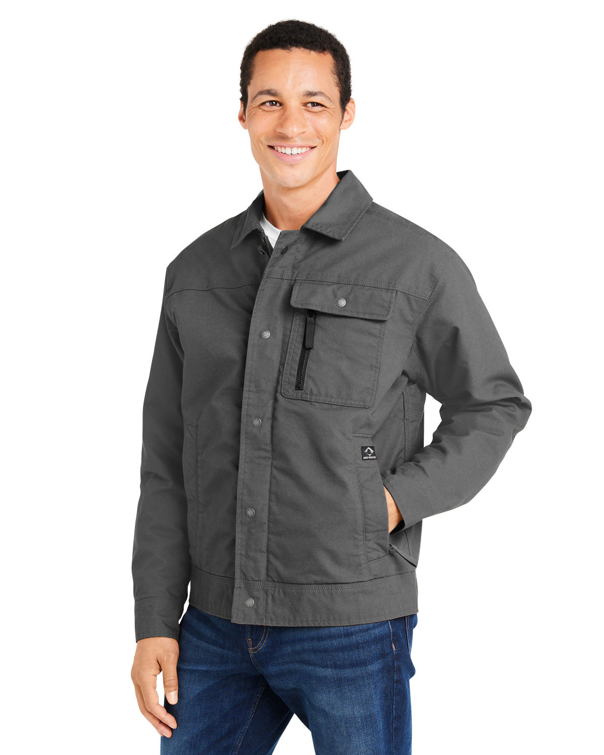 Washed canvas jacket with 3M™ Thinsulate™ insulation, quilted lining, water-resistant finish, articulated elbows, gussets, and multiple secure pockets.