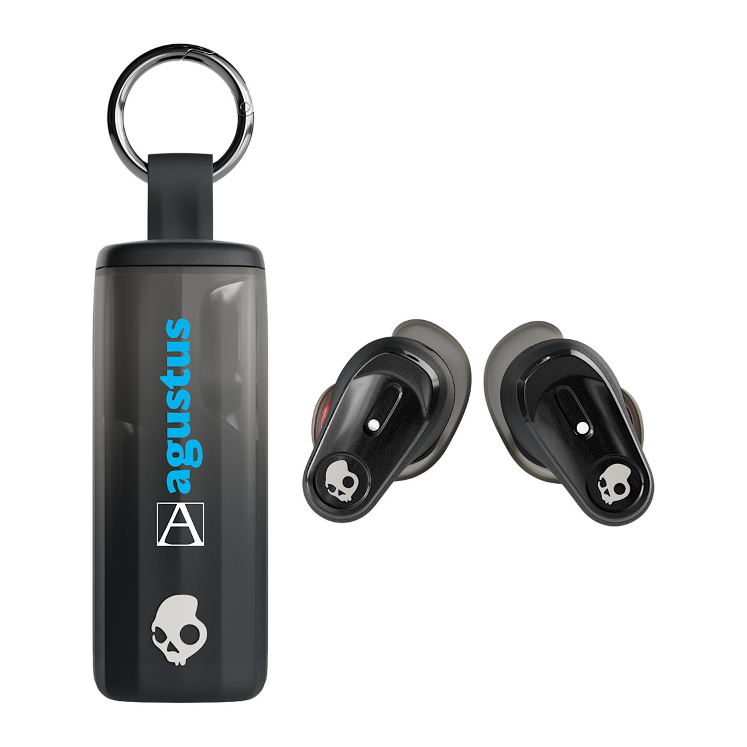 Black true wireless earbuds with Bose-tuned sound, active noise canceling, Bluetooth 5.3 connectivity, and a portable case with integrated carabiner clip.