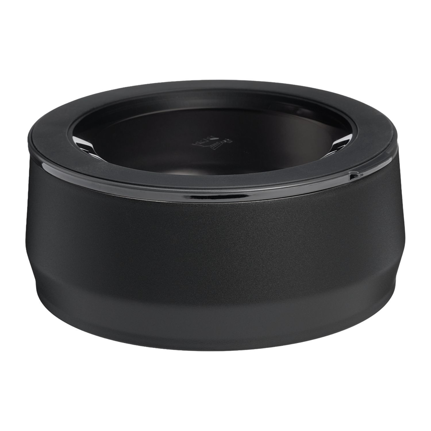Black Stanley 24 oz pet bowl made from 18/8 recycled stainless steel with double-wall insulation, tapered design, splash-resistant lid, and non-slip feeding base.