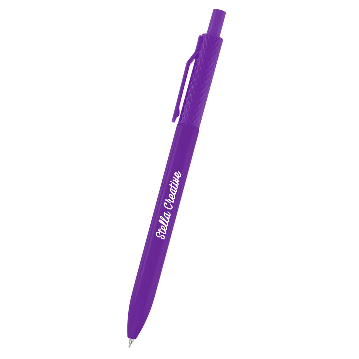 Purple Novi rABS Gel Pen made from recycled ABS plastic, featuring a smooth plunger-action barrel and fine-point tip with black gel ink for precise everyday writing.