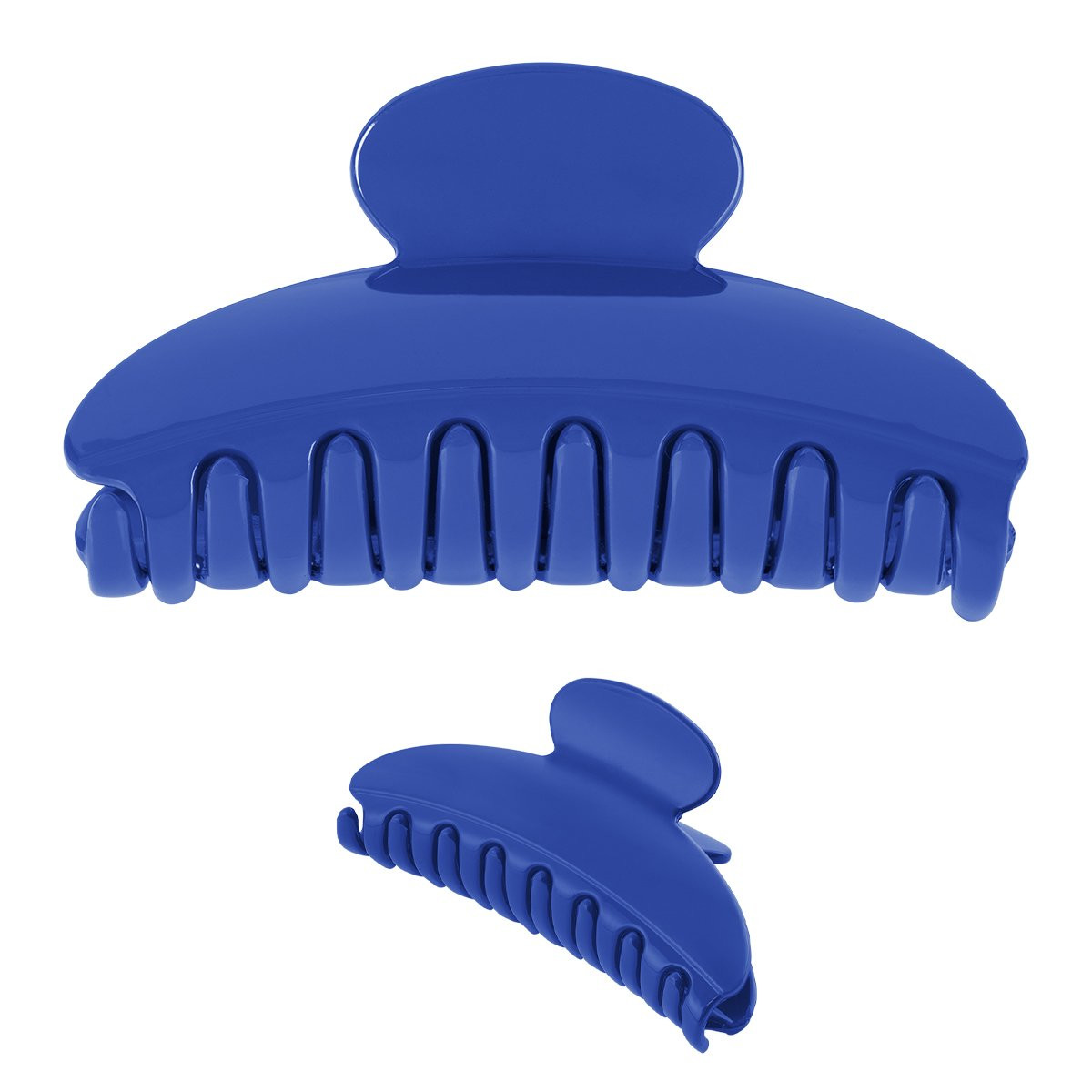 Royal blue polystyrene hair claw clip designed to securely hold hair in place for everyday styling.
