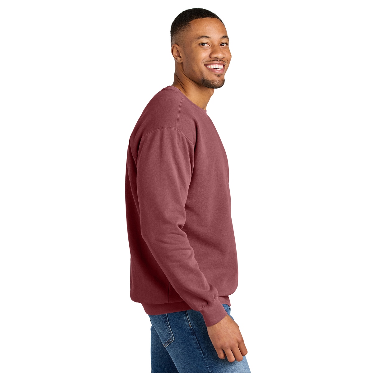 9.5 oz. ring-spun cotton/poly sweatshirt with rib-knit trim and a garment-dyed finish for unique character.