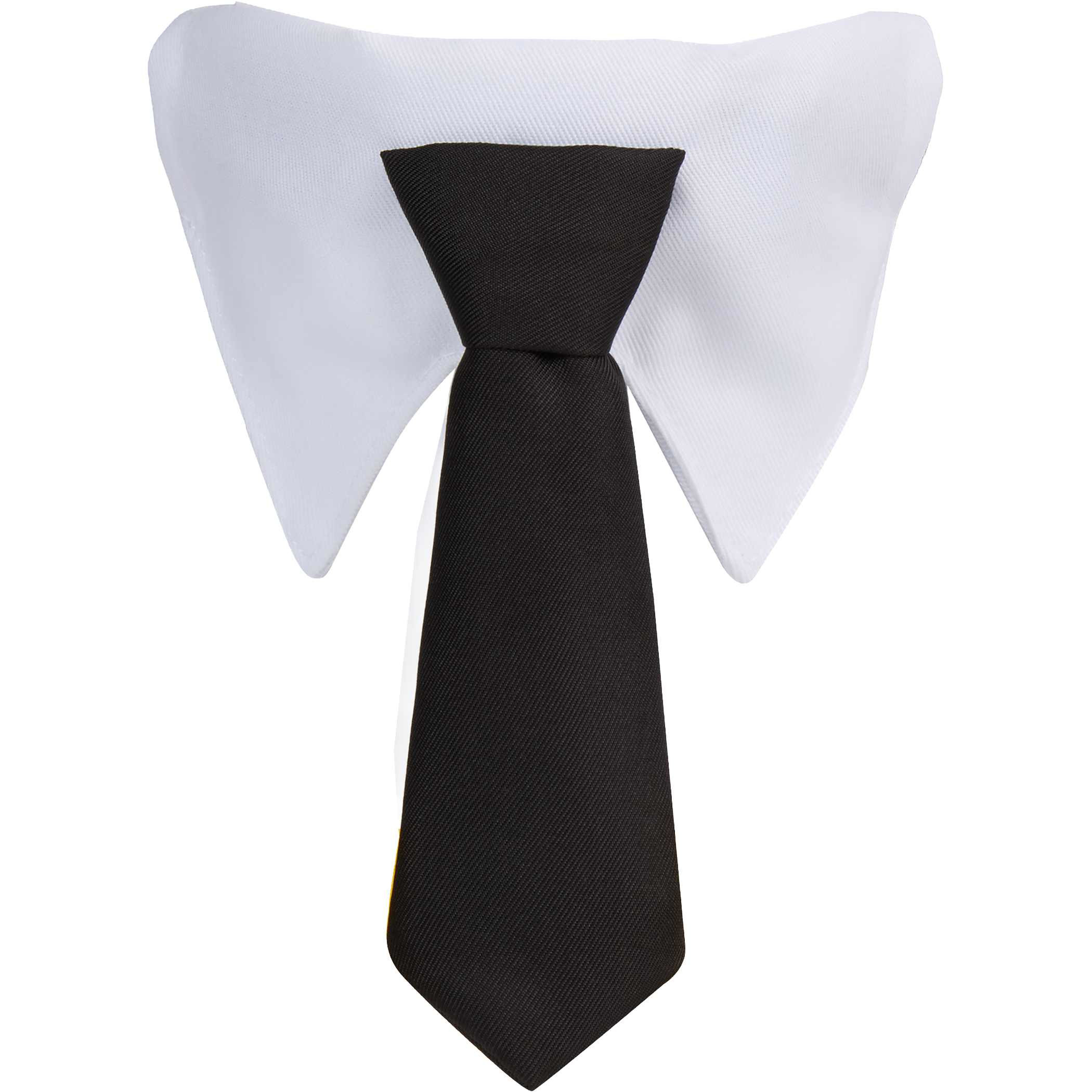 White/Black Paws & Claws Pet Neck Tie, a lightweight polyester neck tie collar accessory designed to slide onto standard pet collars up to 50 mm wide, adding a playful dressed-up look for dogs, cats, photos, and special events.