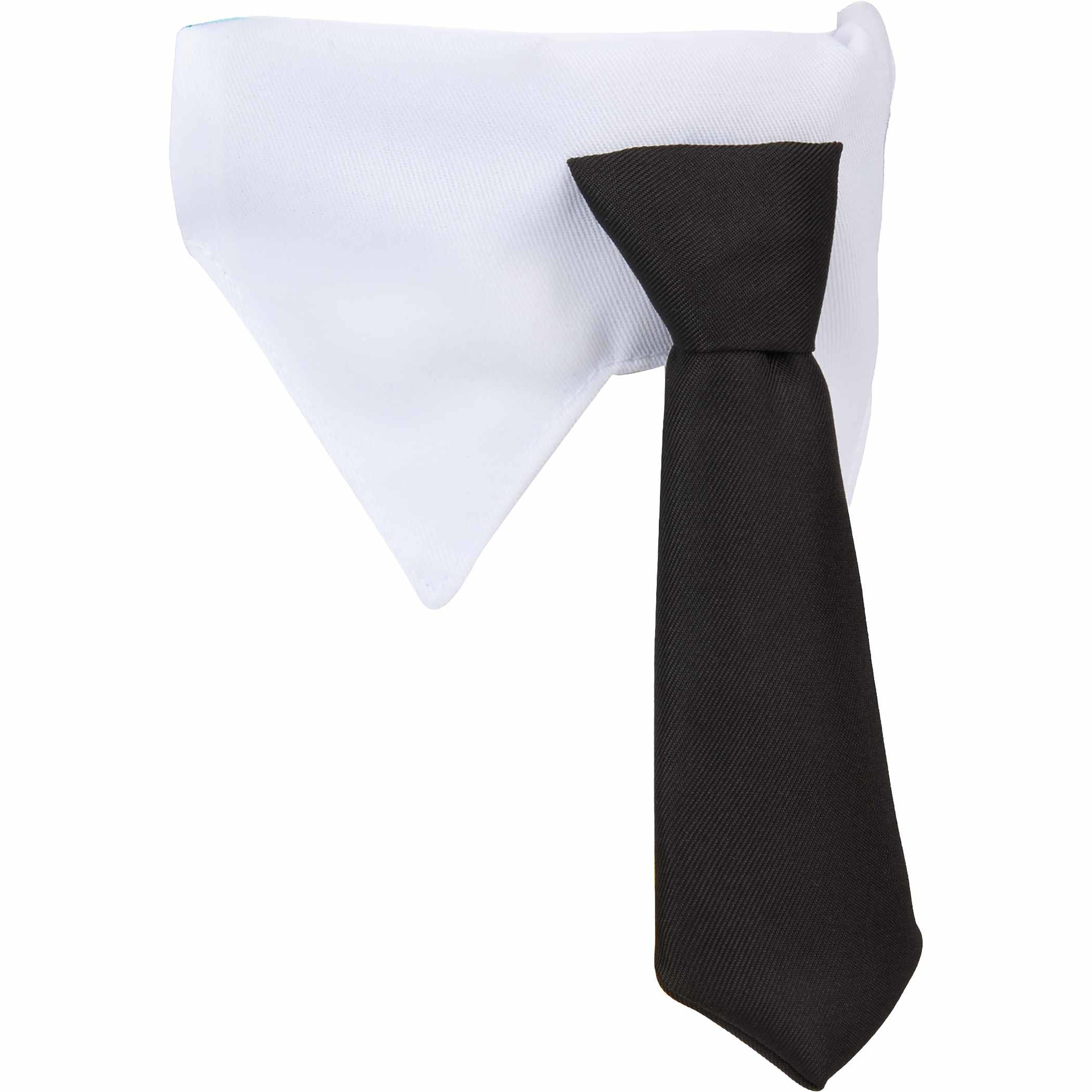 White/Black Paws & Claws Pet Neck Tie, a lightweight polyester neck tie collar accessory designed to slide onto standard pet collars up to 50 mm wide, adding a playful dressed-up look for dogs, cats, photos, and special events.