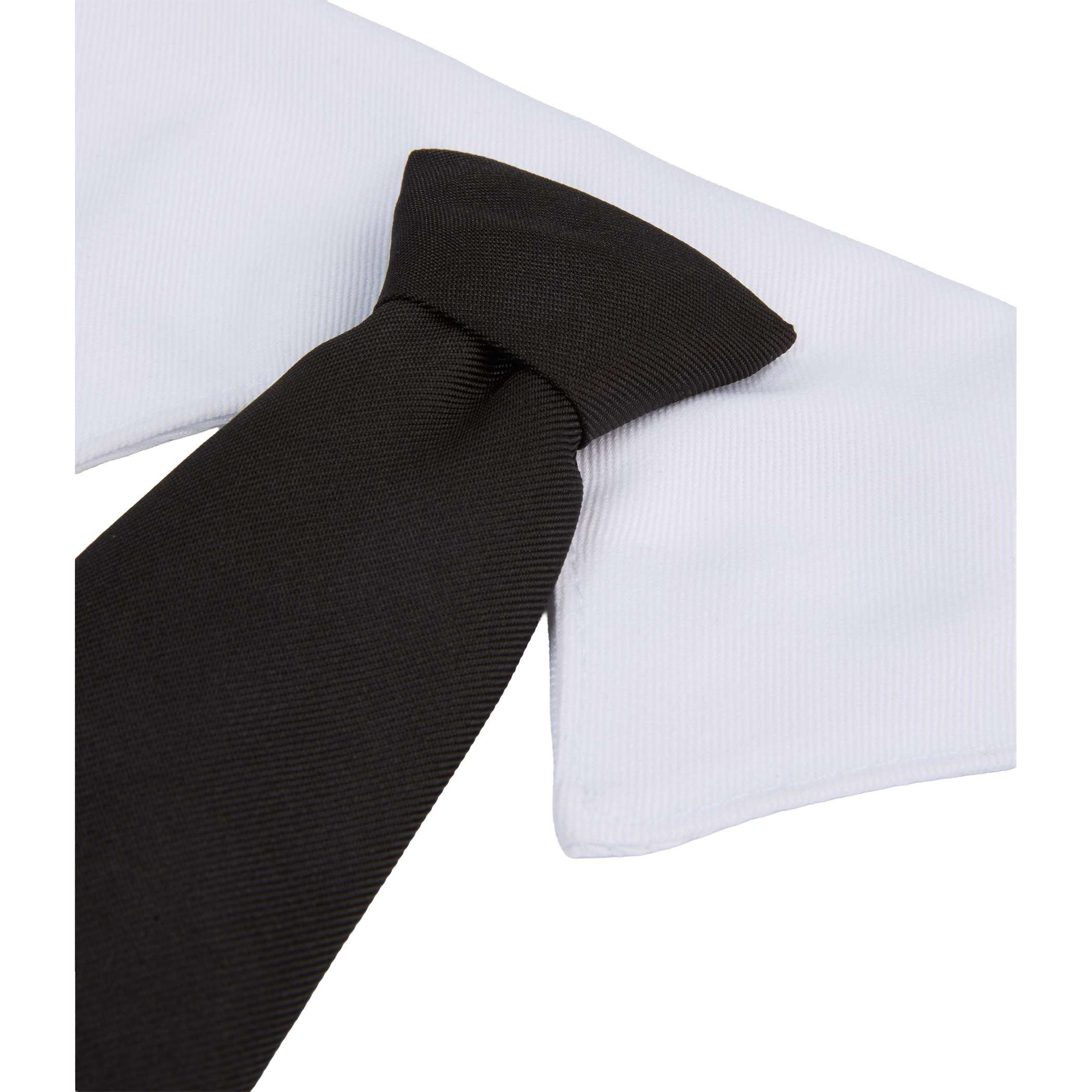 White/Black Paws & Claws Pet Neck Tie, a lightweight polyester neck tie collar accessory designed to slide onto standard pet collars up to 50 mm wide, adding a playful dressed-up look for dogs, cats, photos, and special events.