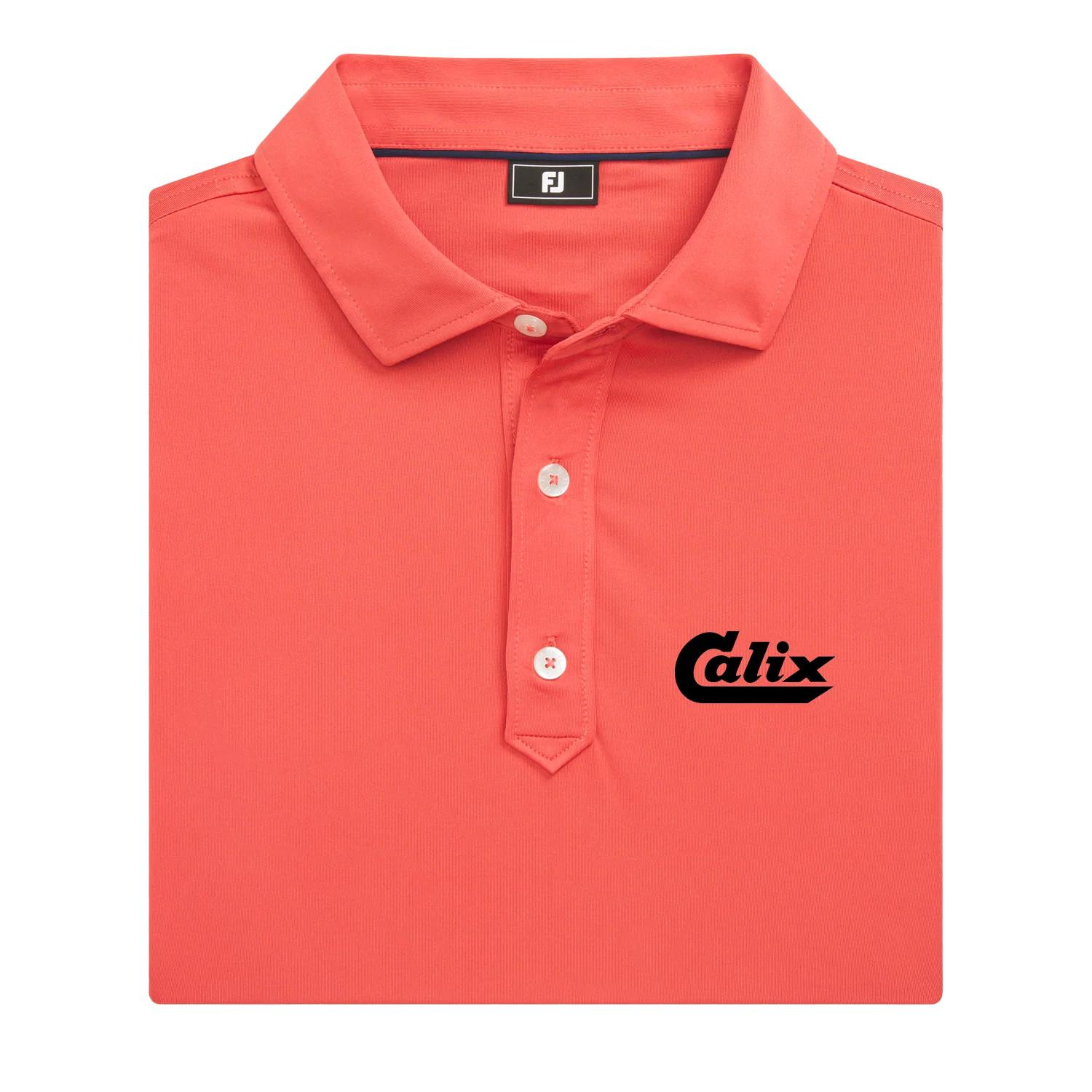 FootJoy solid lisle polo made from 88% polyester and 12% spandex with a set-on placket and stretch fabric for comfortable active or casual wear.