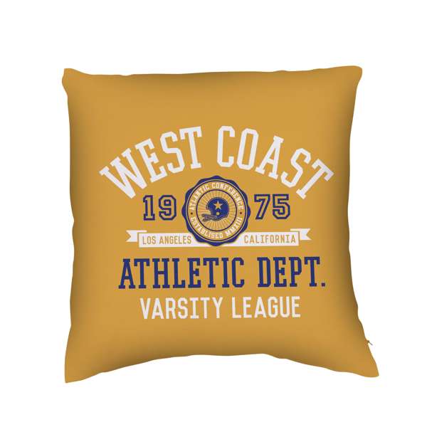 Customizable pillow with a durable polyester textured cover, plush poly insert, and zipper closure.
