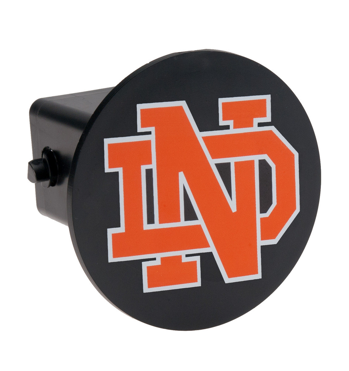4" Circle Hitch Cover made of durable ABS plastic, featuring a round design with a customizable screen-printed logo or message, designed to fit most 2-inch vehicle receivers for displaying team spirit on the road.
