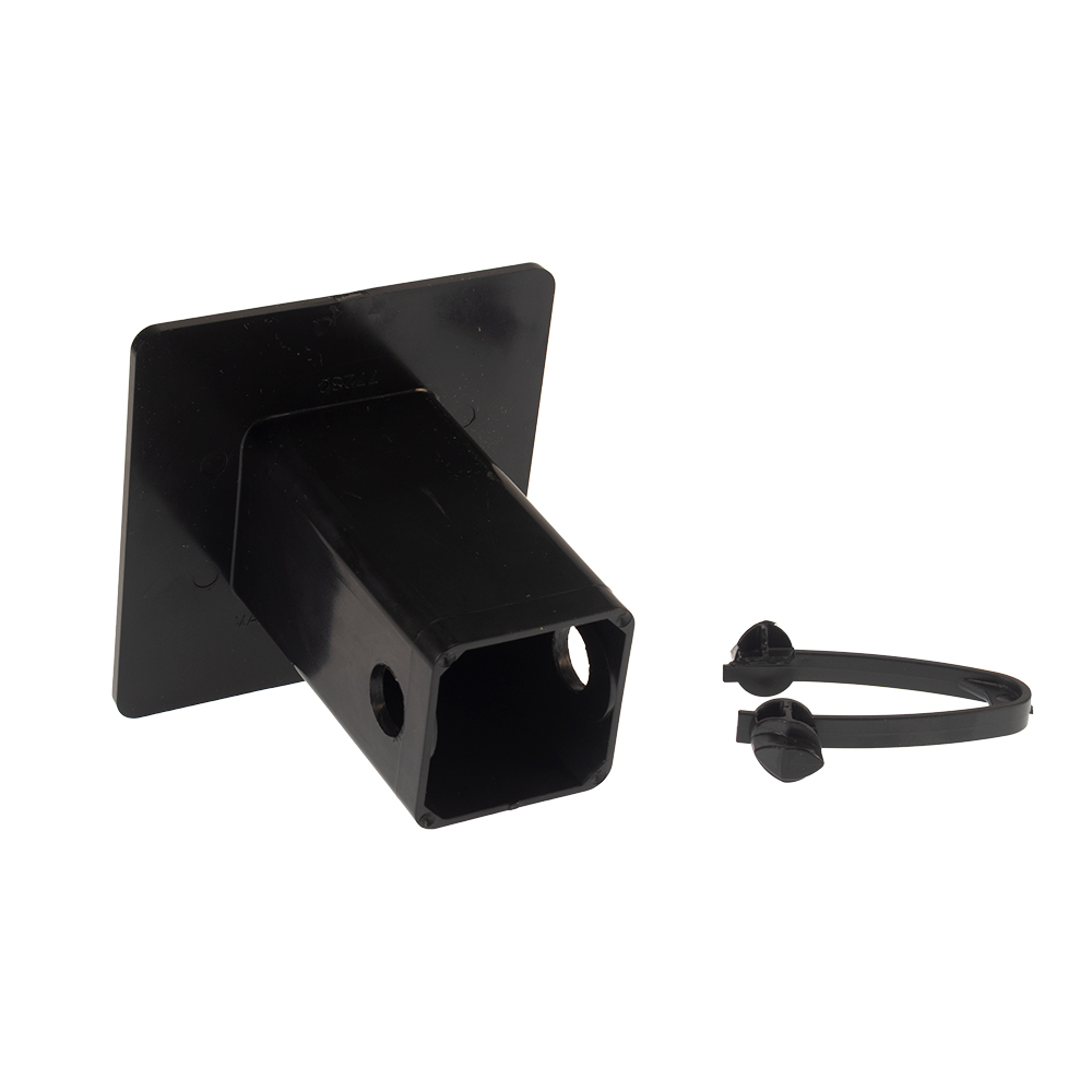4-inch square ABS plastic hitch cover designed for most 2-inch receivers with a durable laminated surface for promotional branding and made in the USA.