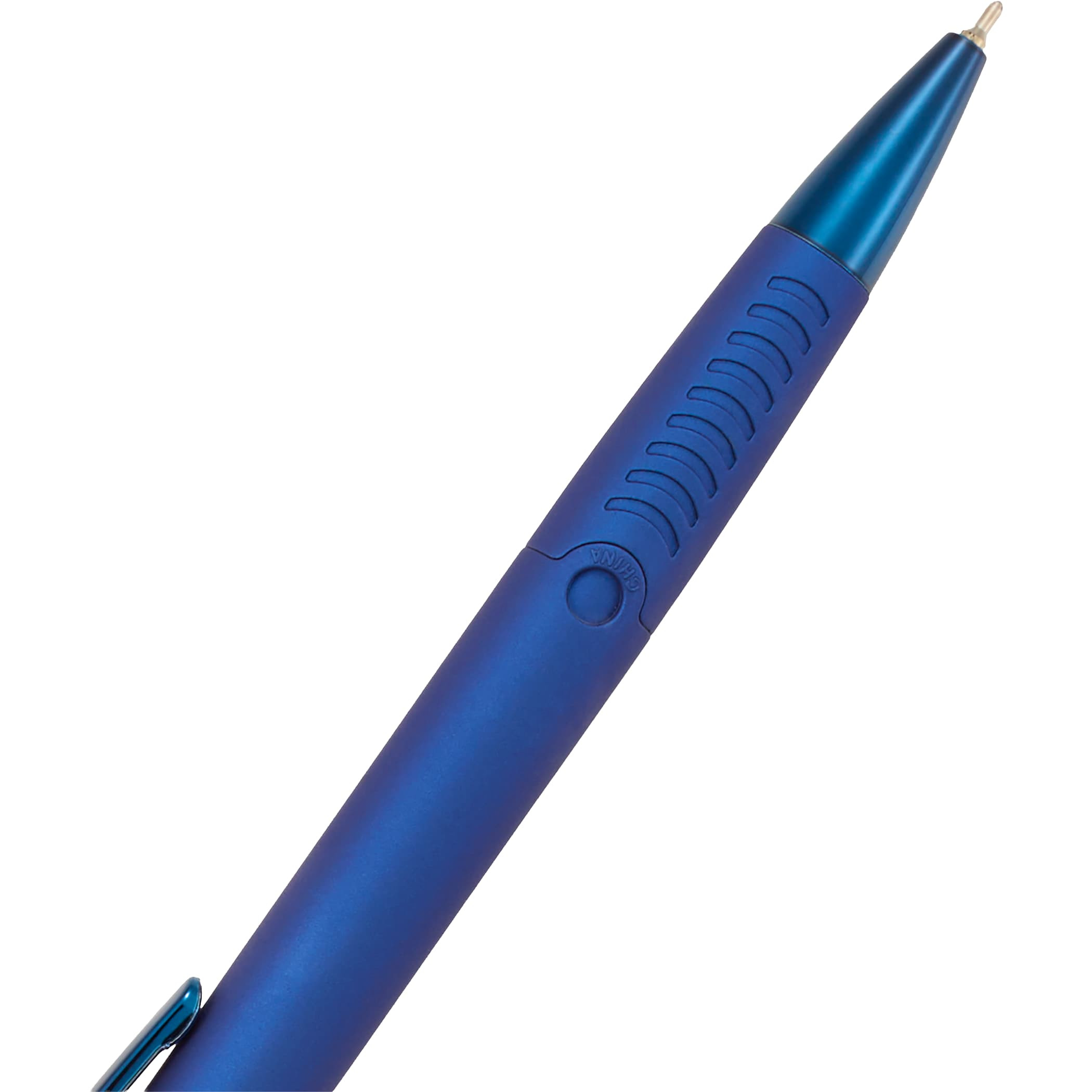 Blue Denver Recycled Gel Pen with sleek UV-painted accents, recycled ABS barrel, 0.7 mm tip, and click-action design for smooth everyday writing.