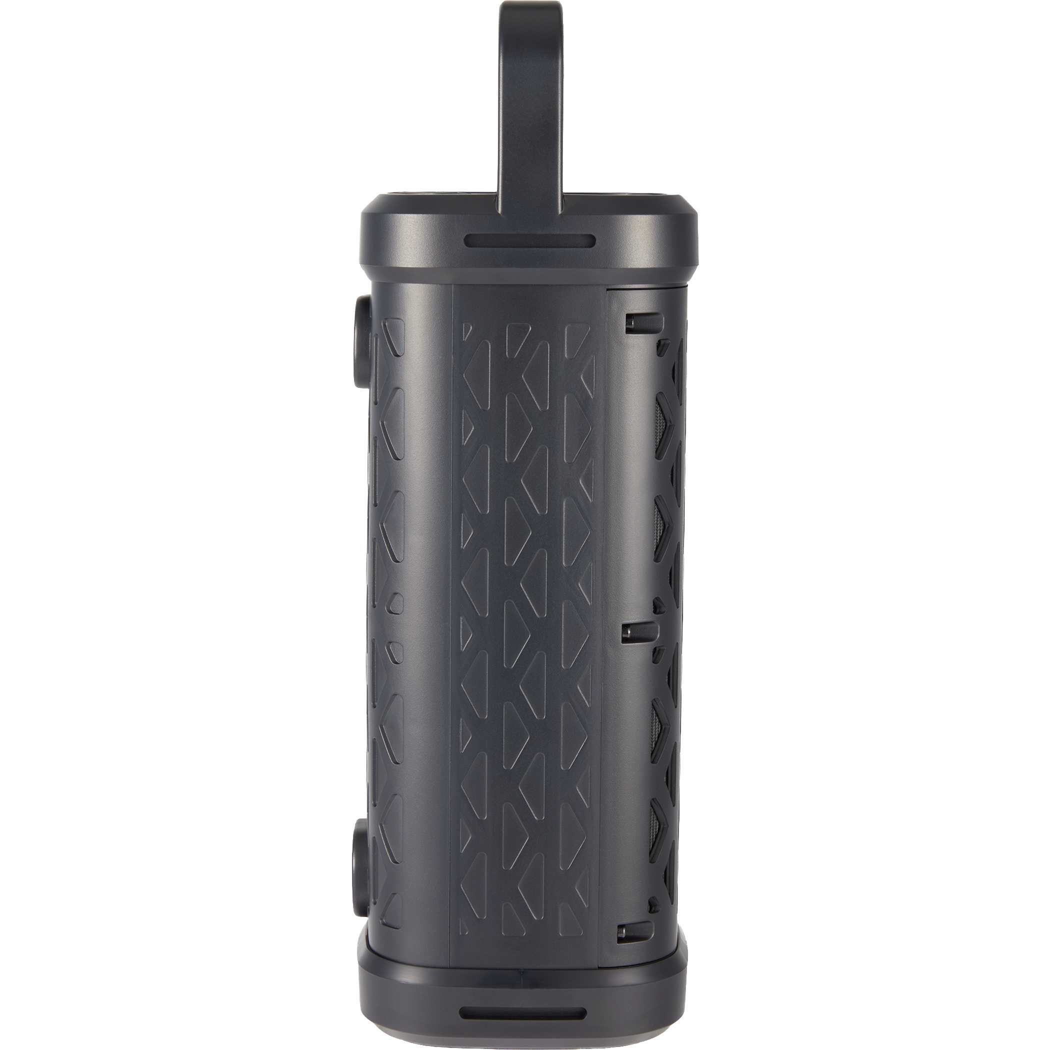 Black High Sierra Trail Grip Magnetic Outdoor Speaker with a rugged design, built-in magnet, carabiner-style handle, and waterproof construction for portable outdoor music.
