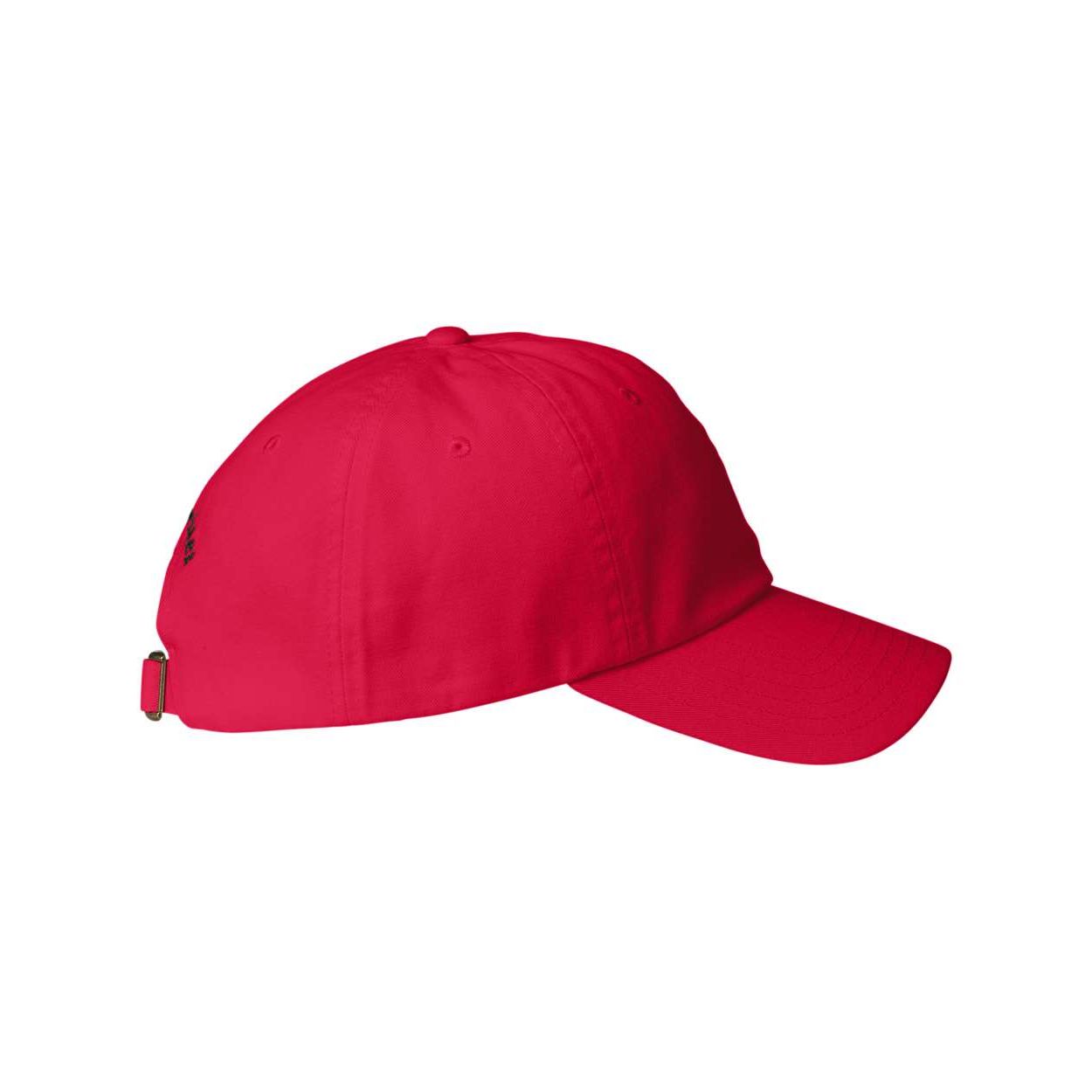 Light House Red six-panel cotton baseball cap with a mid-profile design, ventilation eyelets, adjustable slide buckle closure, and back text logo.