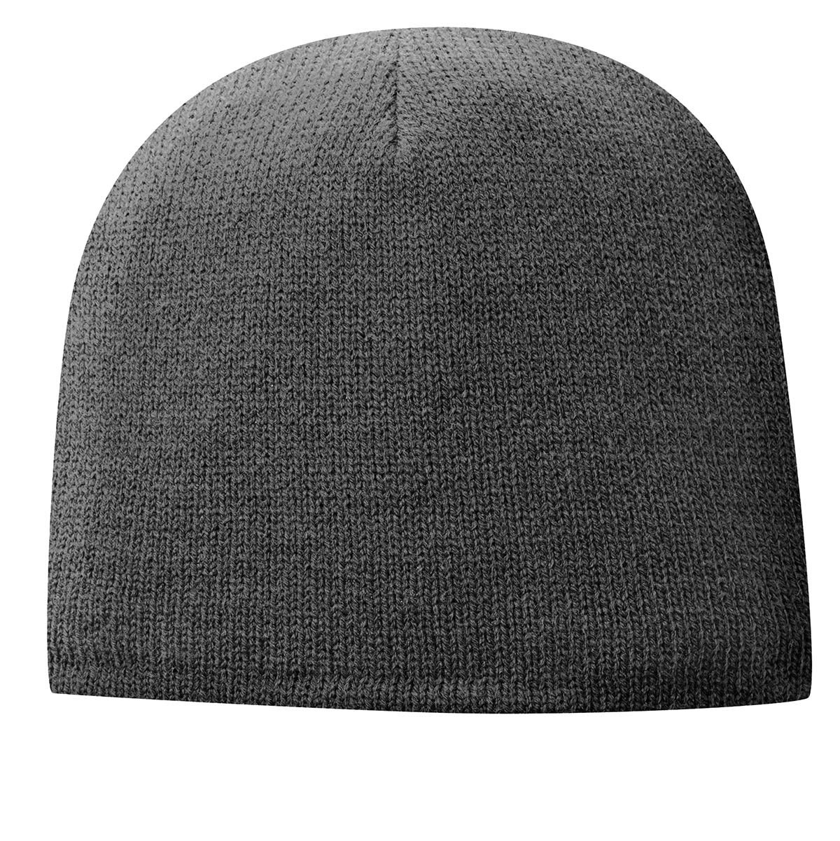 Athletic Oxford Port & Company Fleece-Lined Beanie Cap featuring a soft acrylic knit exterior and cozy polyester fleece lining for added warmth and comfortable cold-weather wear.