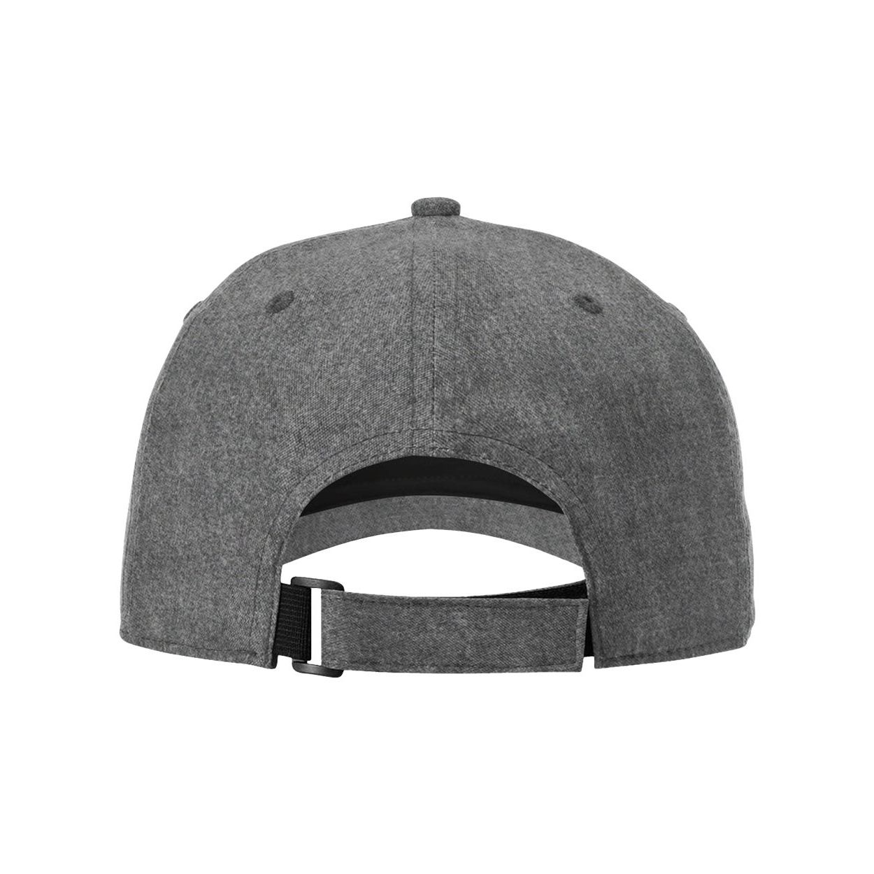 Heather Grey adjustable performance cap made from recycled polyester and spandex with an unstructured six-panel low-profile design, pre-curved bill, Stay Dri sweatband, and D-Ring micro hook-and-loop closure.