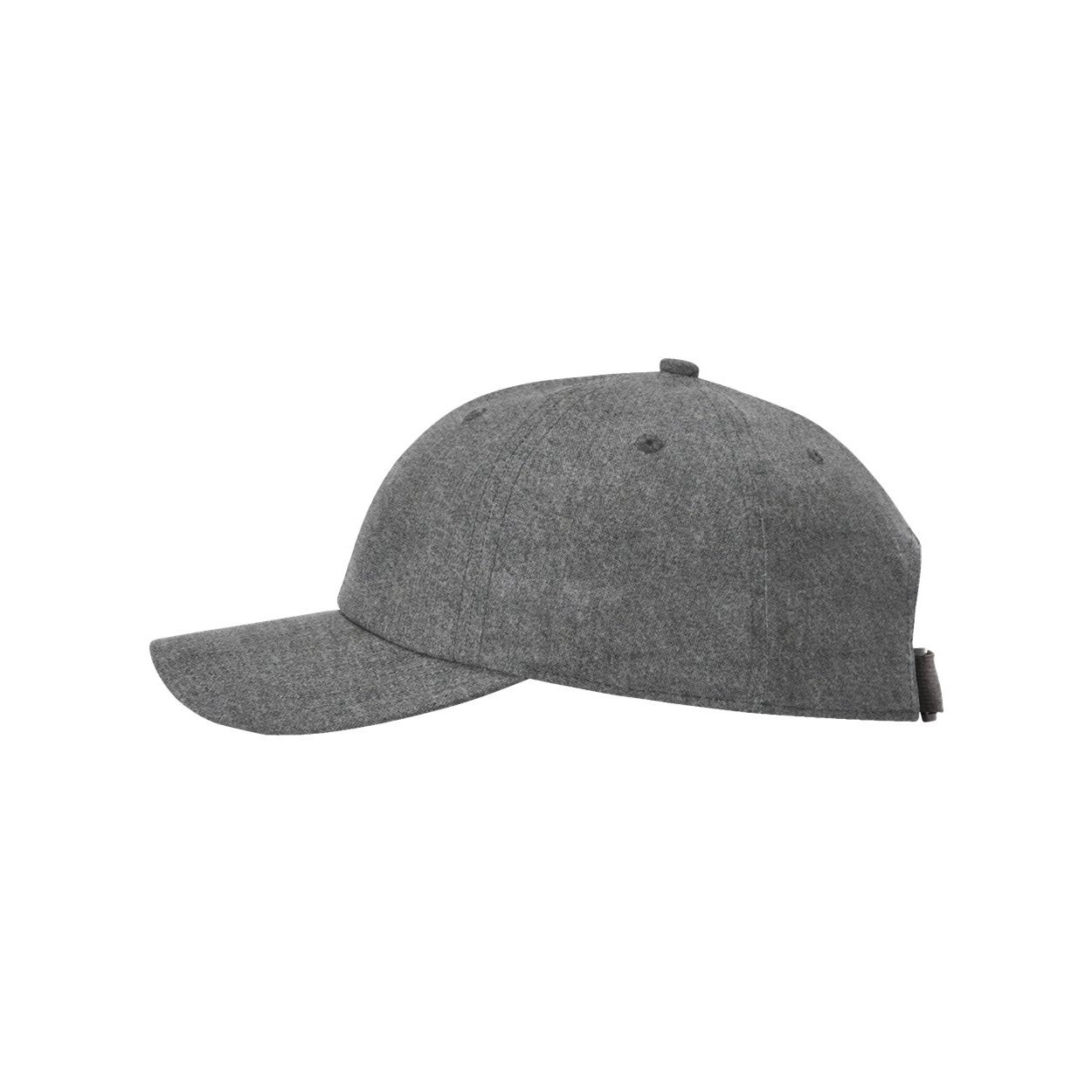 Heather Grey adjustable performance cap made from recycled polyester and spandex with an unstructured six-panel low-profile design, pre-curved bill, Stay Dri sweatband, and D-Ring micro hook-and-loop closure.