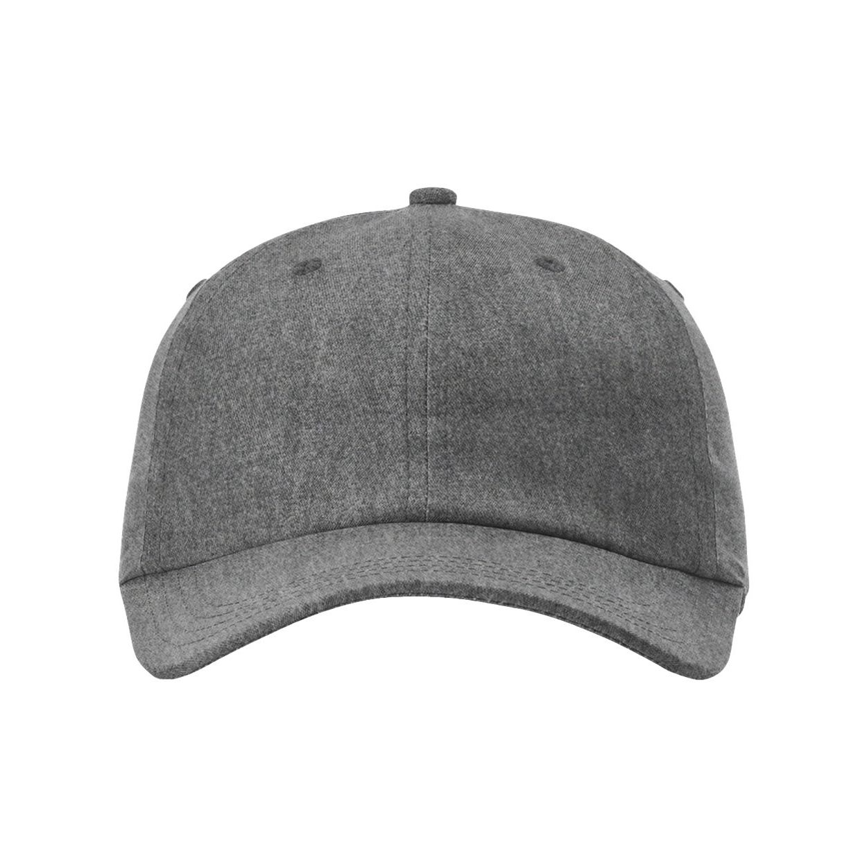Heather Grey adjustable performance cap made from recycled polyester and spandex with an unstructured six-panel low-profile design, pre-curved bill, Stay Dri sweatband, and D-Ring micro hook-and-loop closure.