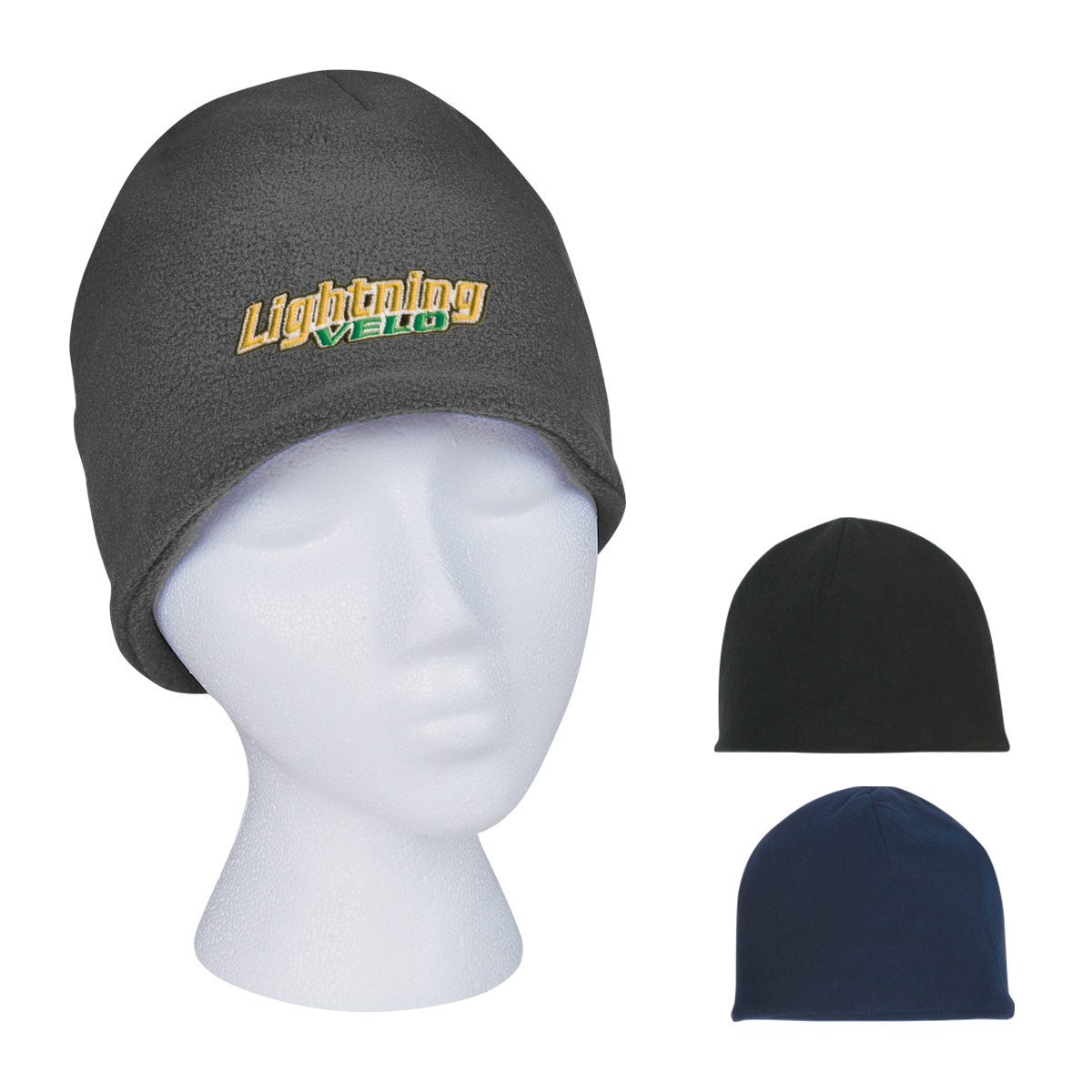 Double Layer Fleece Beanie in soft polyester fleece, featuring a cozy double-layer construction and smooth anti-pilling finish for warm, comfortable cold-weather wear.