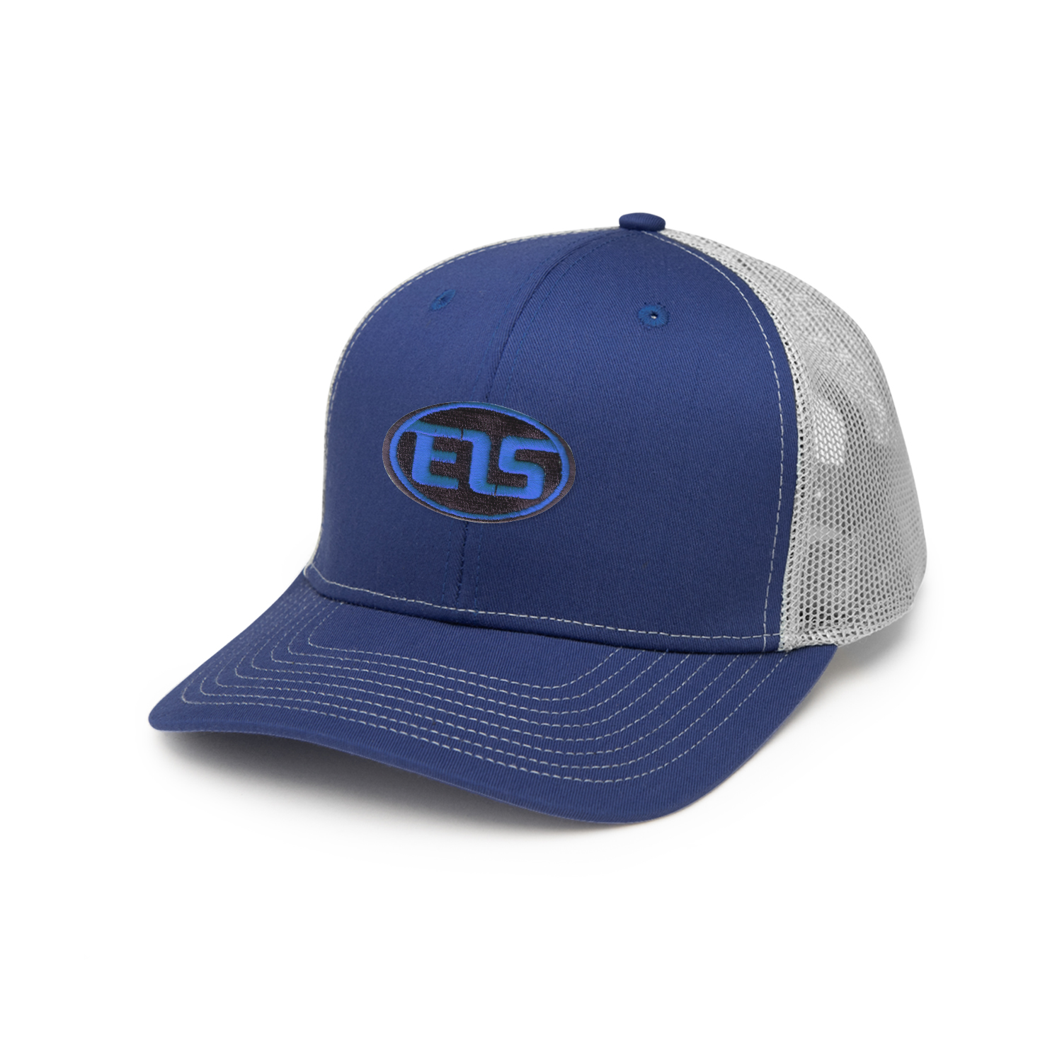 Royal Blue/Gray The Hauler Classic Trucker Hat features a structured, six-panel crown, a pre-curved visor, and a breathable mesh back for a timeless casual look. Made from a 60% cotton and 40% polyester blend, this medium-profile cap includes a comfortable cotton sweatband and an adjustable plastic snapback closure for a secure, customizable fit. Ideal for everyday wear, outdoor activities, and custom branding.