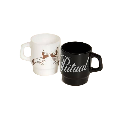 vintage-inspired glass mug with a curved handle, classic milk glass finish, and 8 oz capacity for coffee, tea, and other hot or cold beverages.