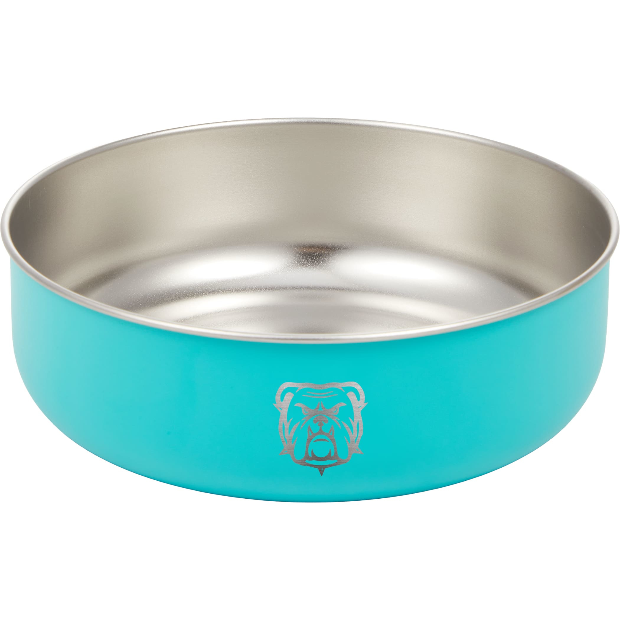 Turquoise 32 oz stainless steel pet bowl featuring a durable, smooth metallic finish and classic rounded design. Ideal for serving pet food or water, this easy-to-clean, odor-resistant bowl provides a hygienic feeding solution for dogs and cats.