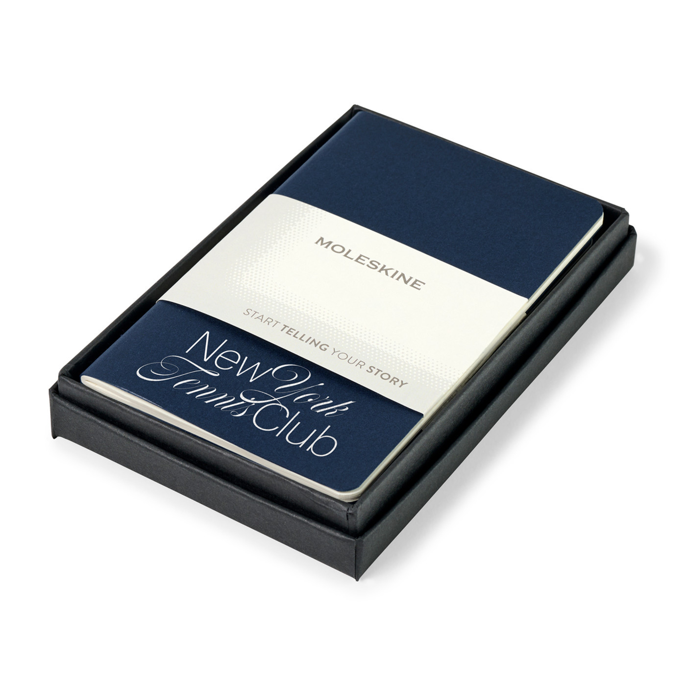 Blue Moleskine pocket cahier gift set featuring three ruled journals packaged together in a matching gift box.