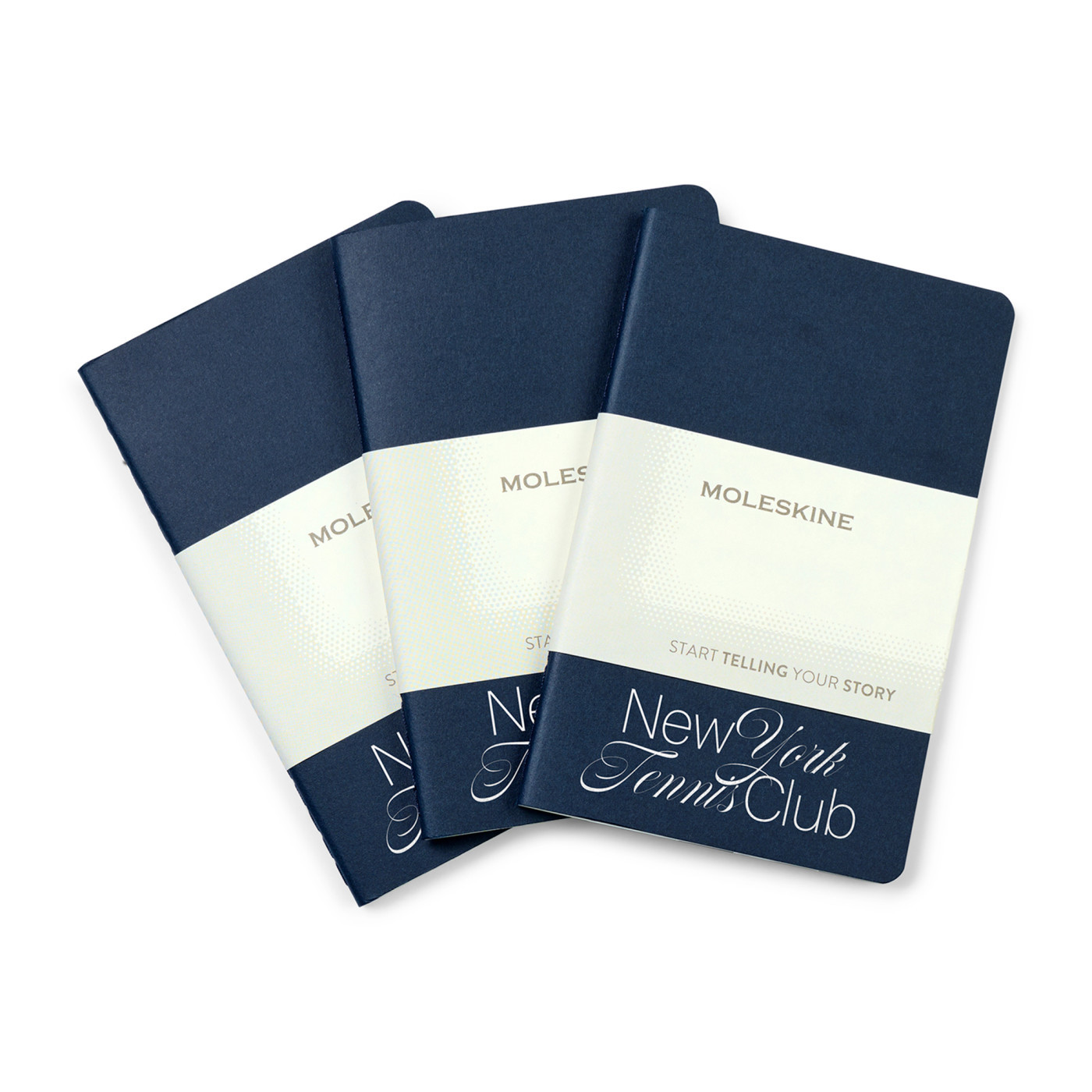 Blue Moleskine pocket cahier gift set featuring three ruled journals packaged together in a matching gift box.