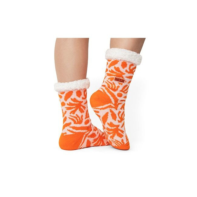 Custom Sherpa-lined socks featuring a custom jacquard knit exterior, an ultra-soft black or white sherpa lining, and non-slip grip dots on the soles for added traction. Designed like cozy slippers with the flexibility of socks, these one-size-fits-all socks can be customized with embroidery or patches for warmth and comfort during colder months.