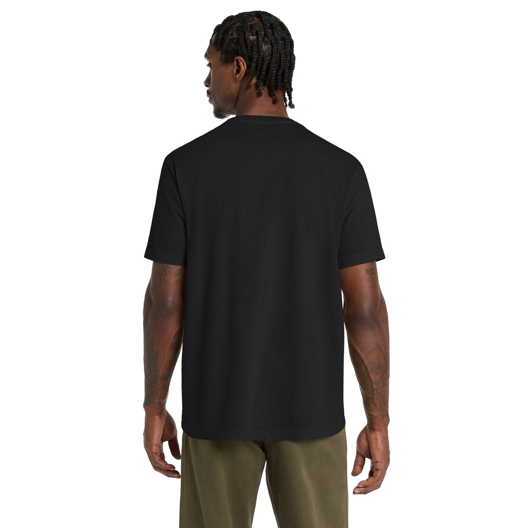 Black BELLA+CANVAS Unisex Heavyweight Garment-Dyed Tee featuring a relaxed fit, classic crew neckline, short sleeves, and semi-drop shoulders. Made from 6.5-ounce, 100% ring-spun cotton, this heavyweight T-shirt has a soft, substantial feel and a casual, modern silhouette. Available in garment-dyed colors, it is suitable for everyday wear, company apparel, and custom-branded promotional merchandise.