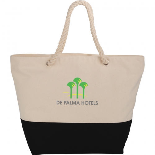 Zippered 12 oz. Cotton Canvas Rope Tote Product Image