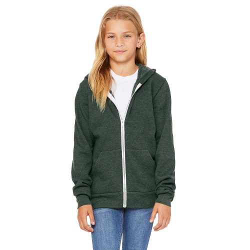 BELLA+CANVAS Youth Sponge Fleece Full-Zip Hooded Sweatshirt Product Image